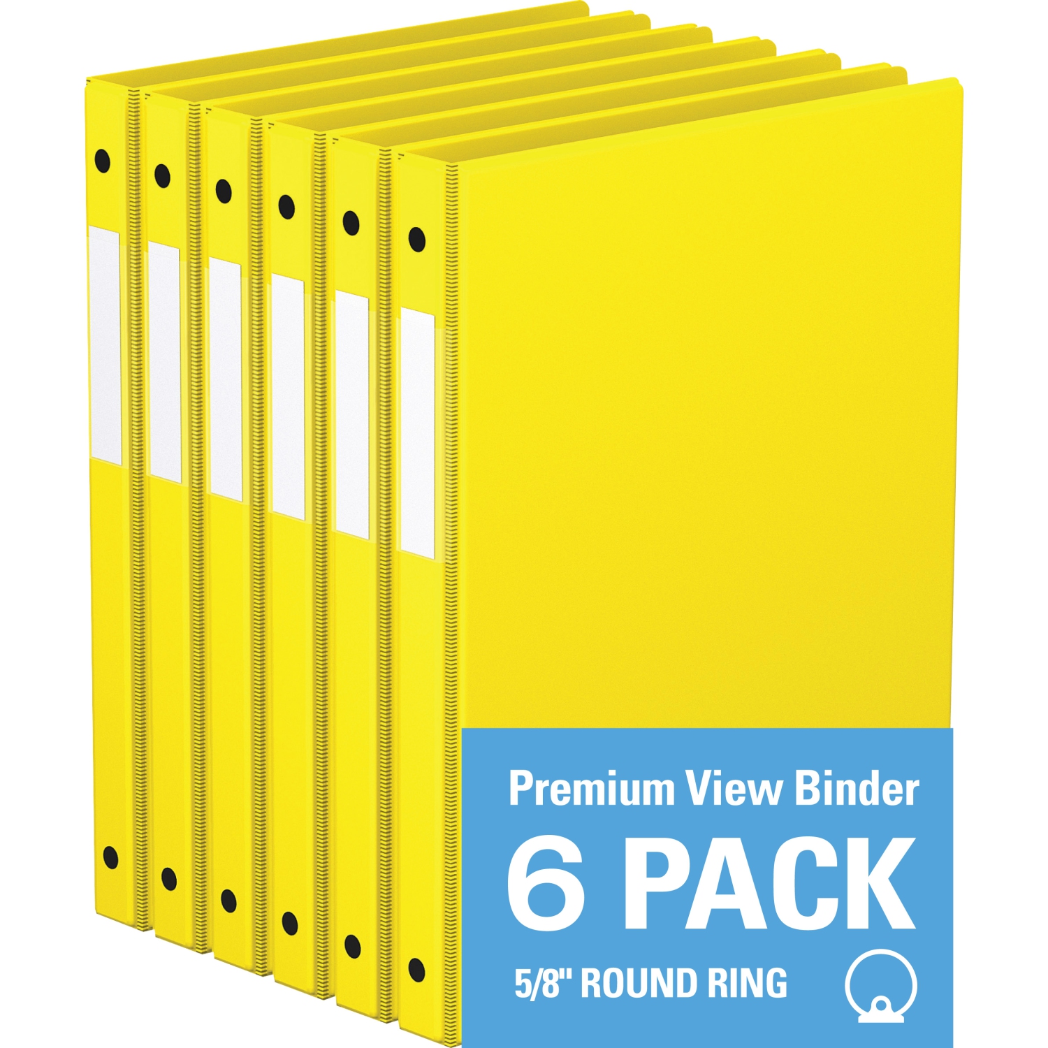 Davis Group Premium Economy Round Ring Binder, 6 Pack, 5/8" - Yellow