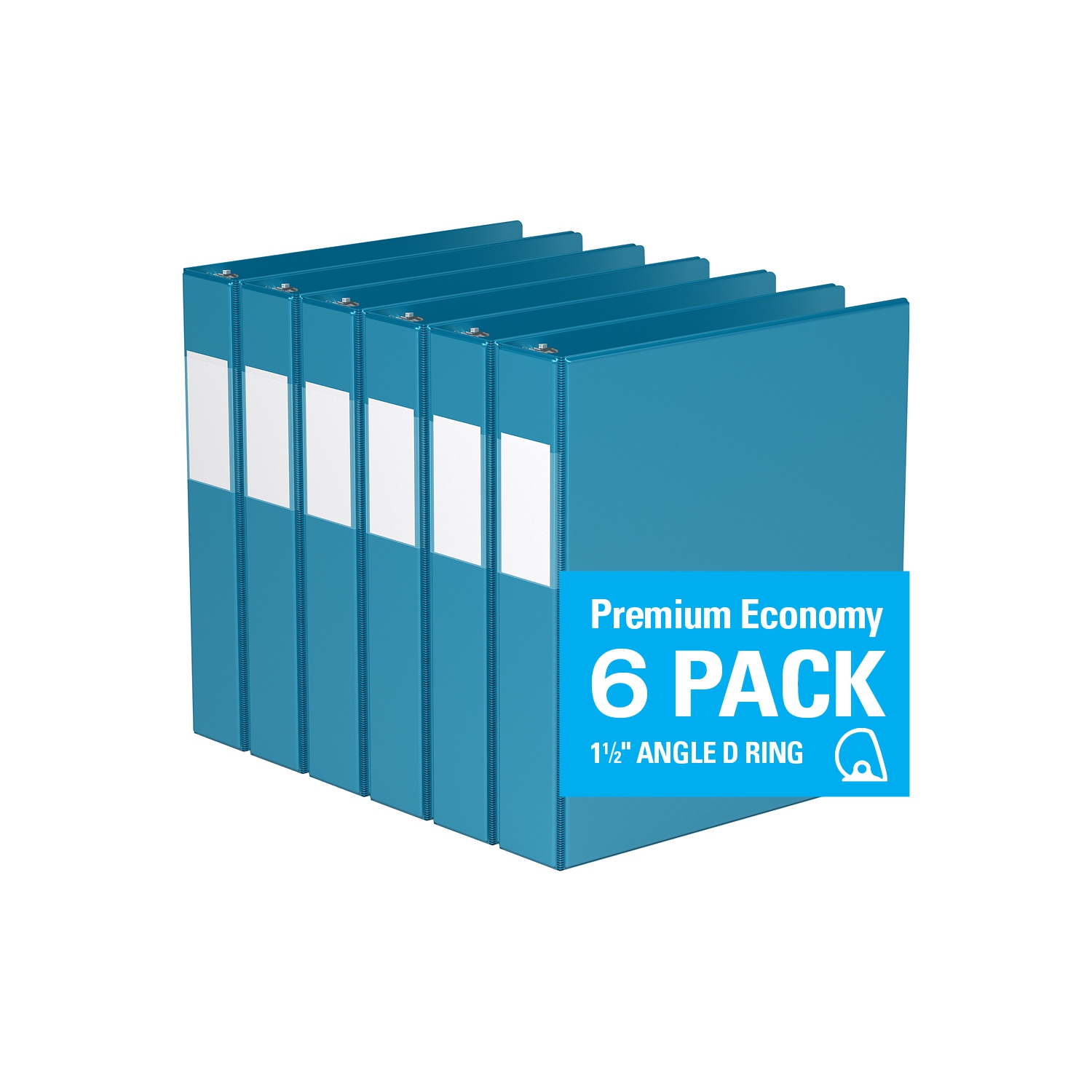 Davis Group Premium Economy D Ring Binder, 6 Pack, 1.5" - Turquoise Blue