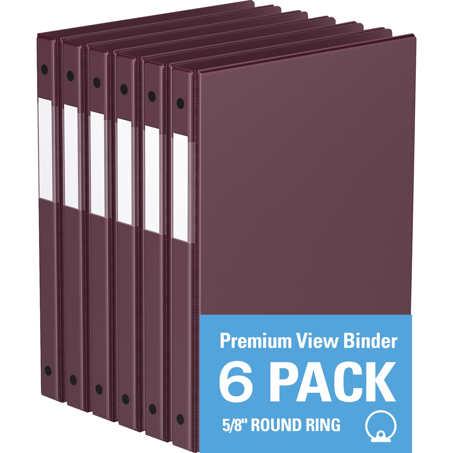 Davis Group Premium Economy Round Ring Binder, 6 Pack, 5/8" - Burgundy