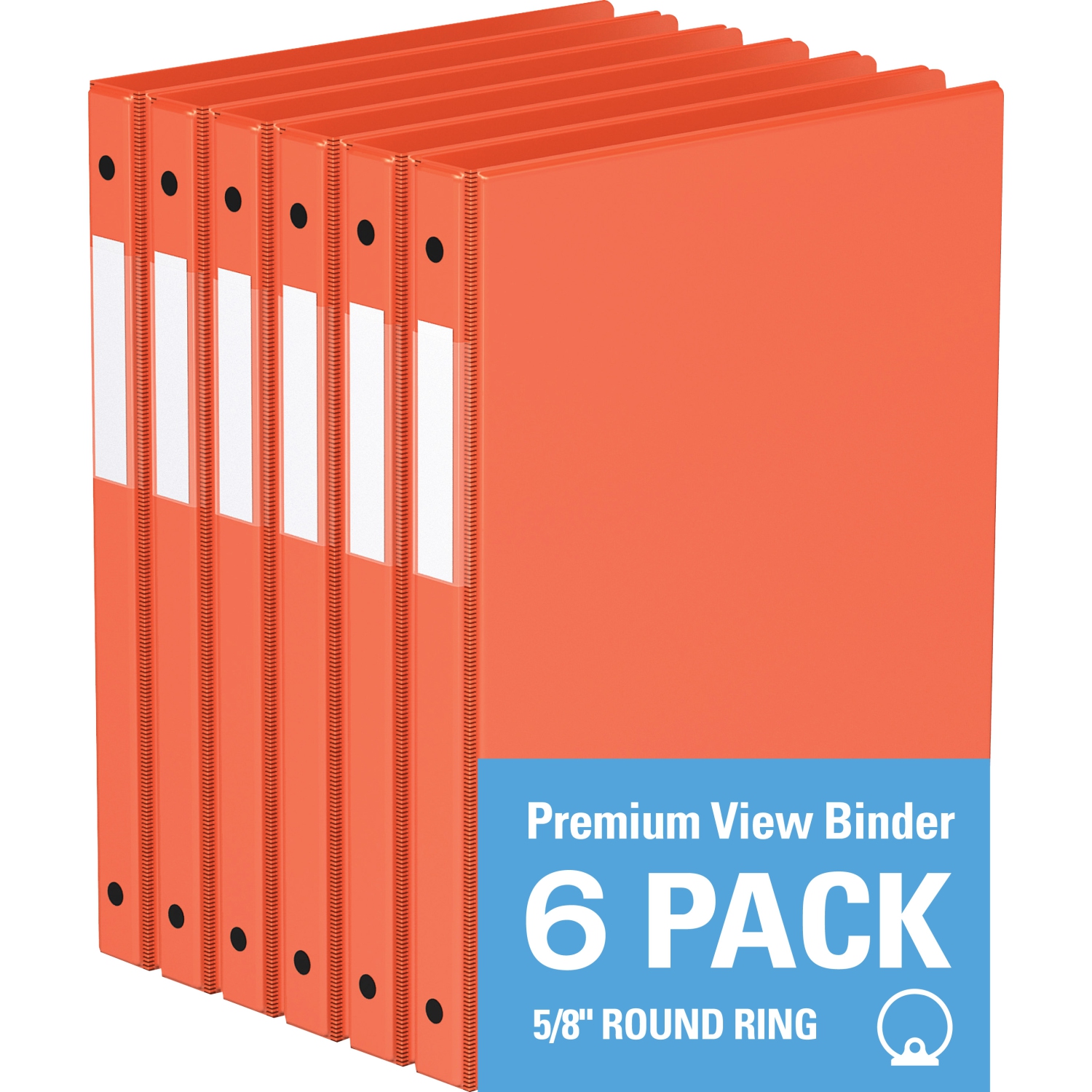Davis Group Premium Economy Round Ring Binder, 6 Pack, 5/8" - Orange