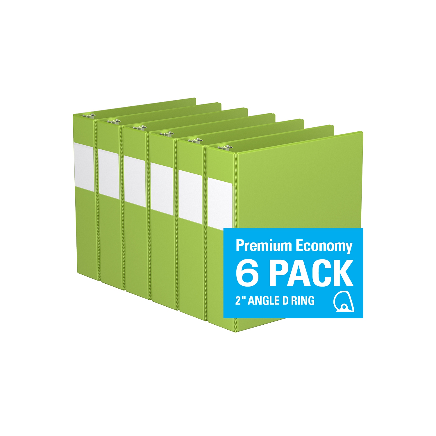 Davis Group Premium Economy D Ring Binder, 6 Pack, 2" - Lime Green