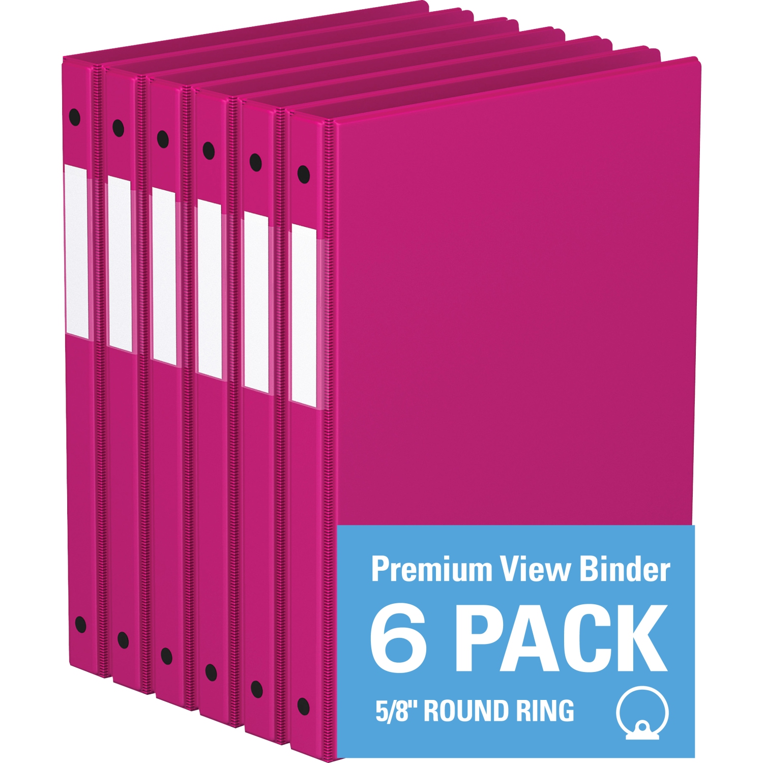 Davis Group Premium Economy Round Ring Binder, 6 Pack, 5/8" - Pink