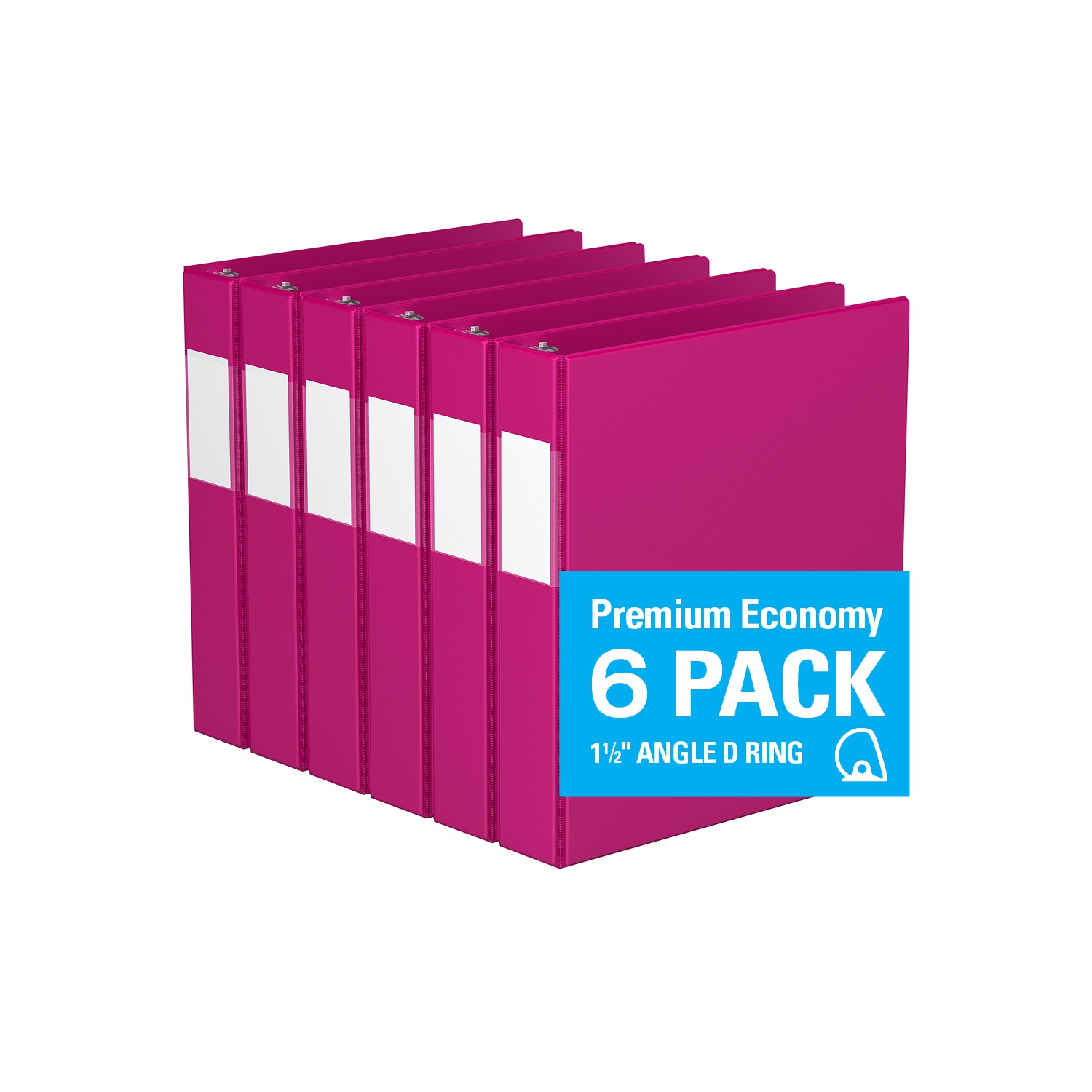 Davis Group Premium Economy D Ring Binder, 6 Pack, 1.5" - Pink