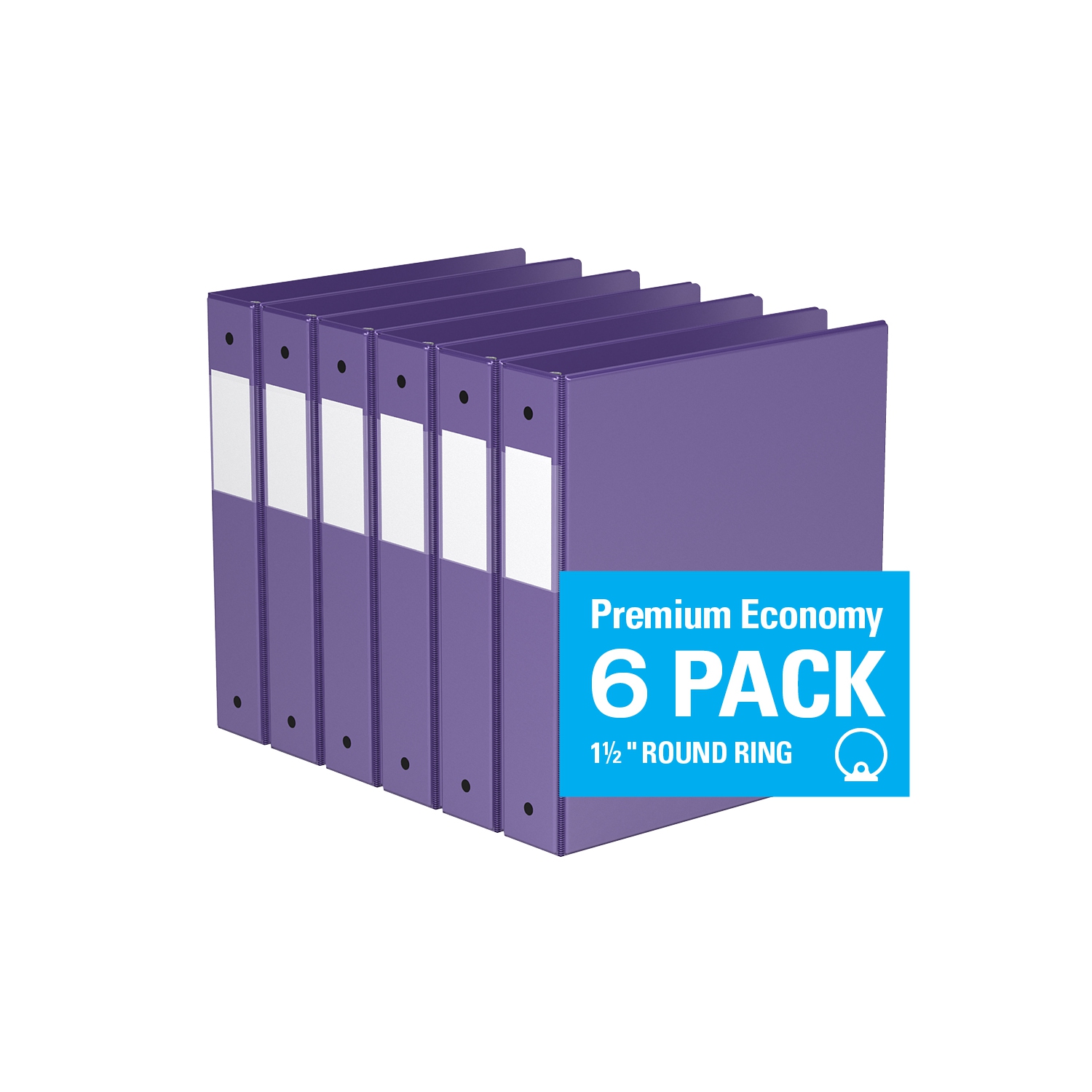 Davis Group Premium Economy Round Ring Binder, 6 Pack, 1.5" - Purple