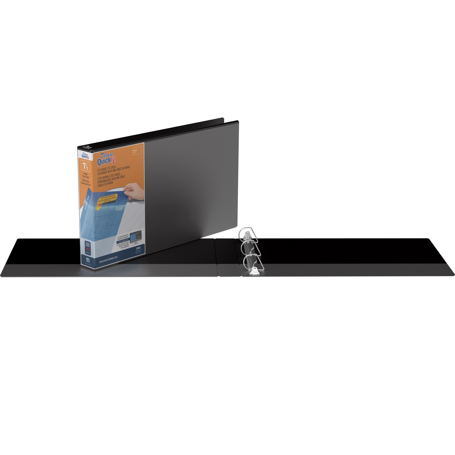 Davis Group QuickFit® 11 x 17 Heavy Duty D Ring Spreadsheet View Binder, 2 Pack, 1.5" -Black