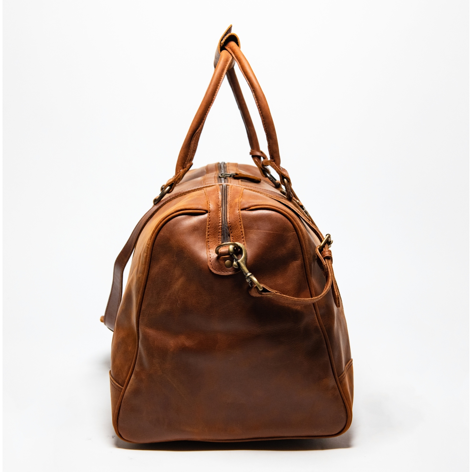 HIDES Tourist Unisex Weekender Leather Travel Gym Duffle Bag 23", Saddle Brown