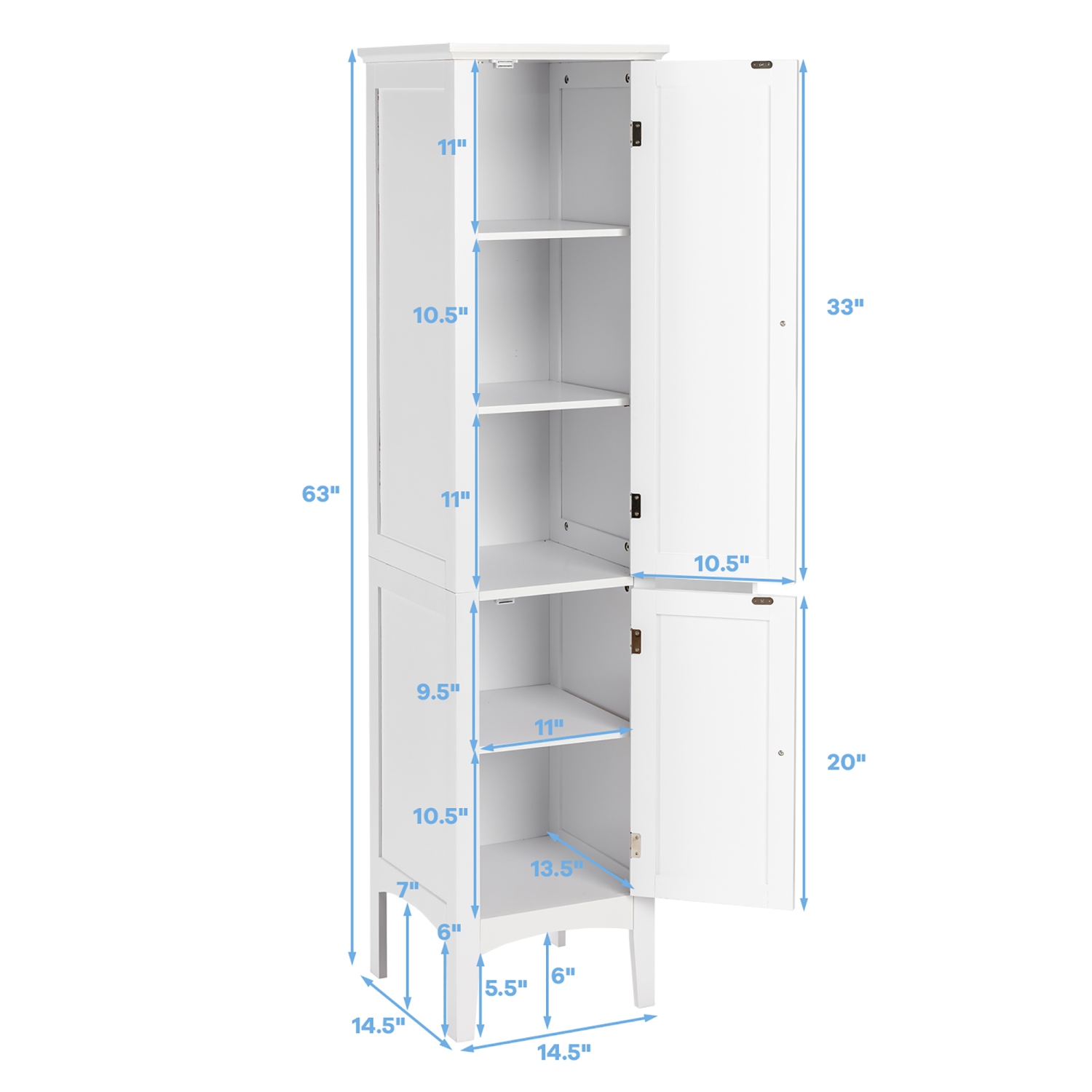 Costway Freestanding Bathroom Storage Cabinet Linen Tower Kitchen Living Room
