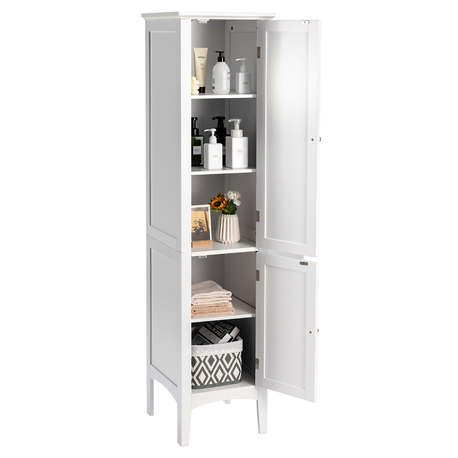 Costway Freestanding Bathroom Storage Cabinet Linen Tower Kitchen Living Room