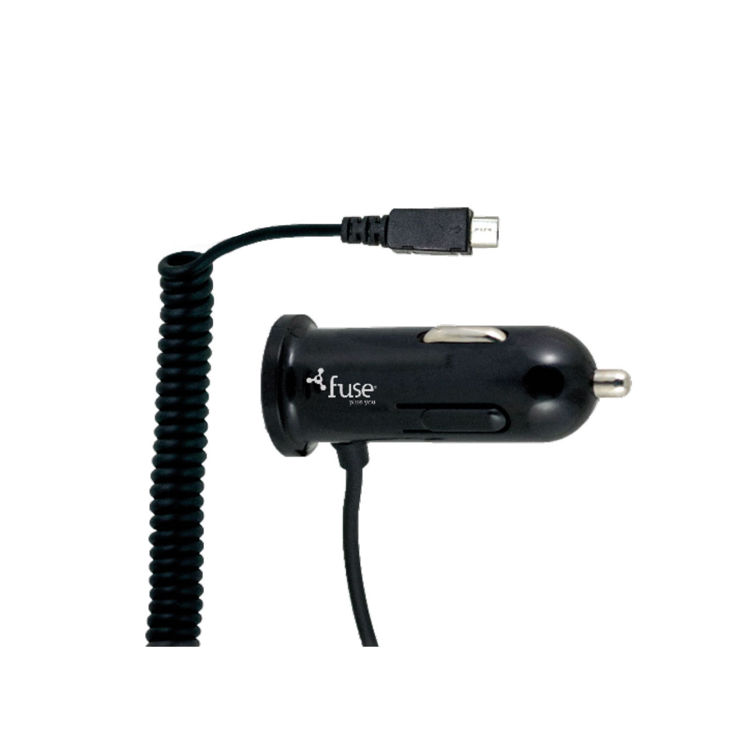 Fuse - Car Charger Micro USB Hard Wired 2.4Amp + Additional USB Port 8ft Coil