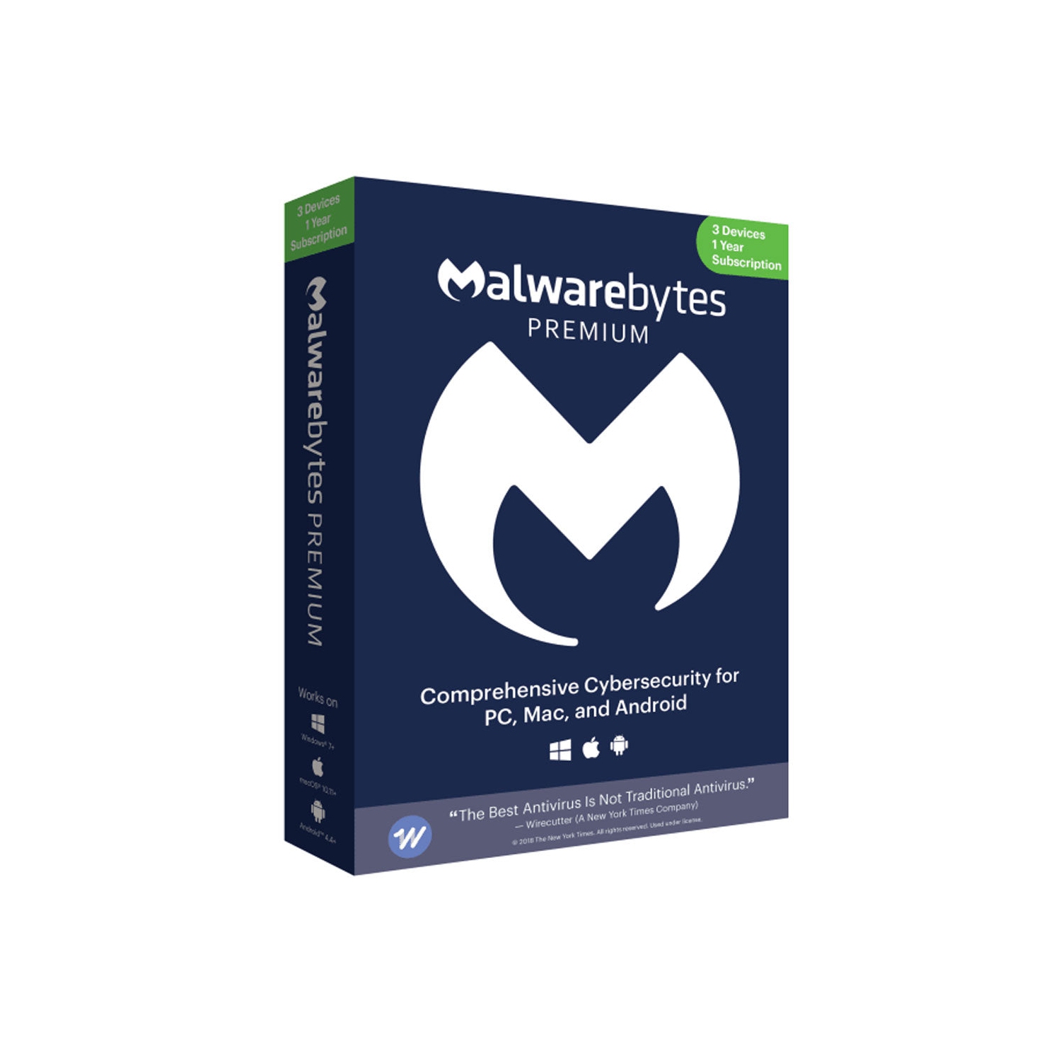 Malwarebytes - Premium 3-User 1-Year BIL PC/Mac/Android