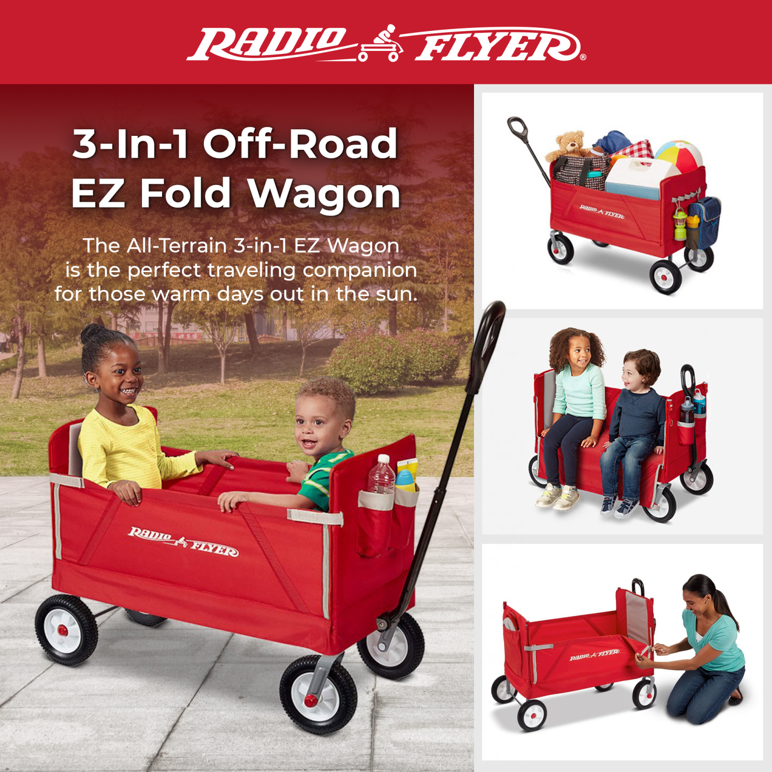 Familiale tout-terrain repliable avec auvent de Radio Flyer