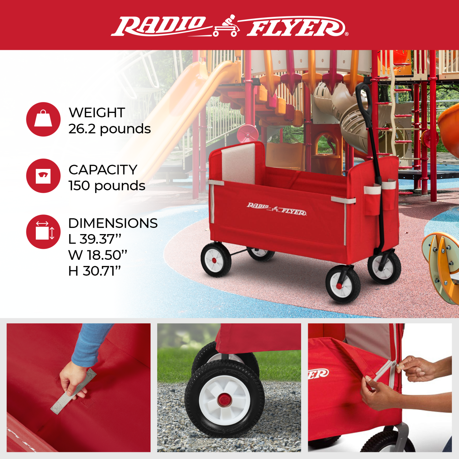 Familiale tout-terrain repliable avec auvent de Radio Flyer