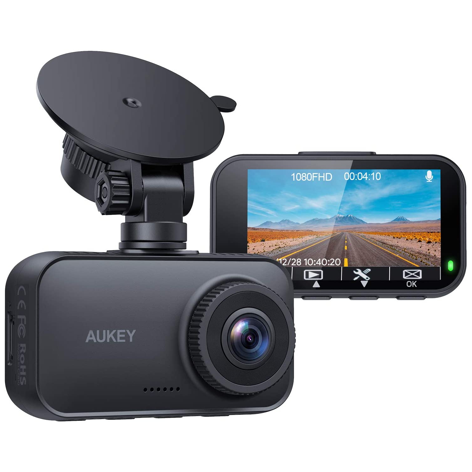 AUKEY Dash Cam 1080P FHD Car Camera Supercapacitor 170° Wide-Angle Dash Camera - Open Box