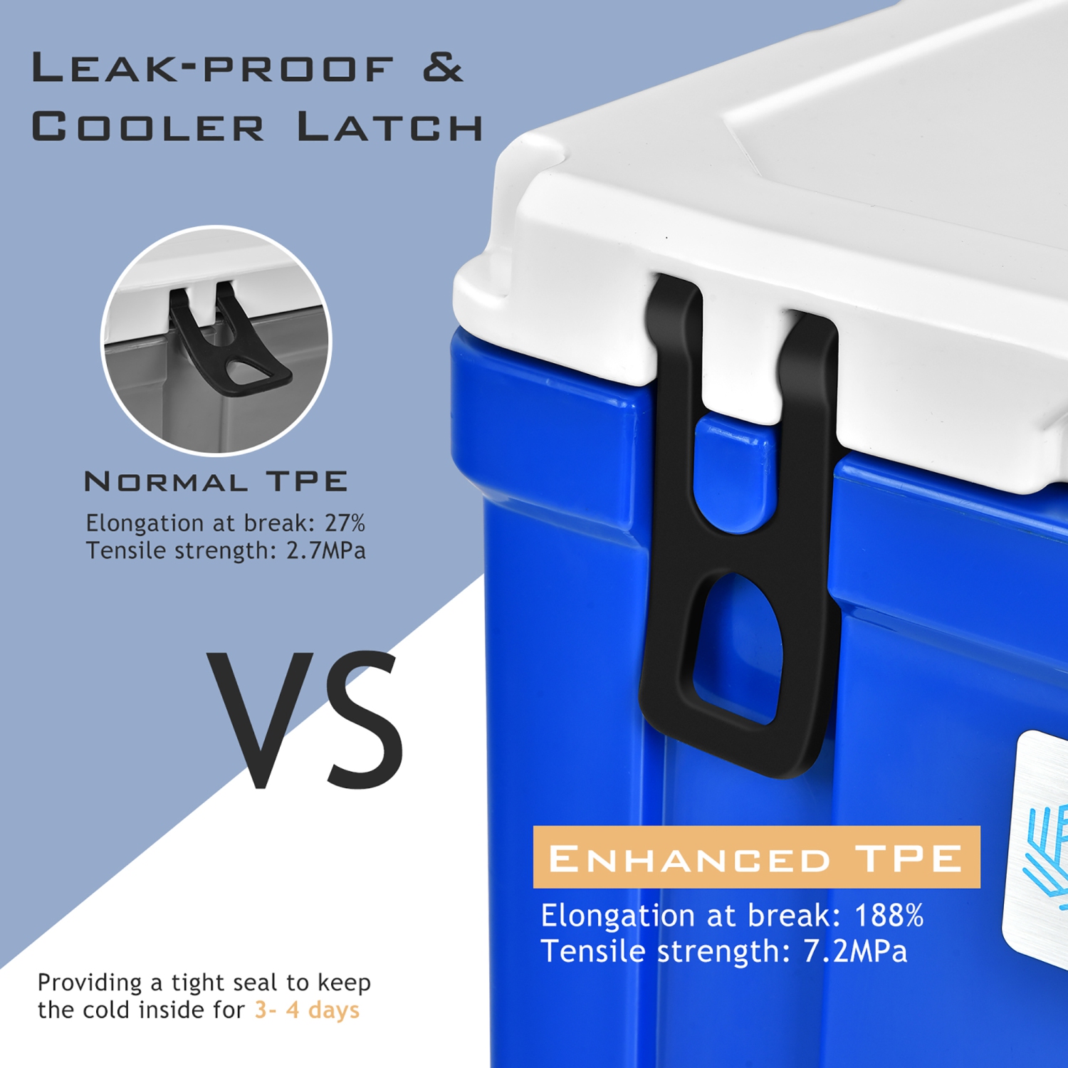 STAKOL 58 Quart Portable Cooler Ice Chest Leak-Proof 80 Cans Ice Box for Camping