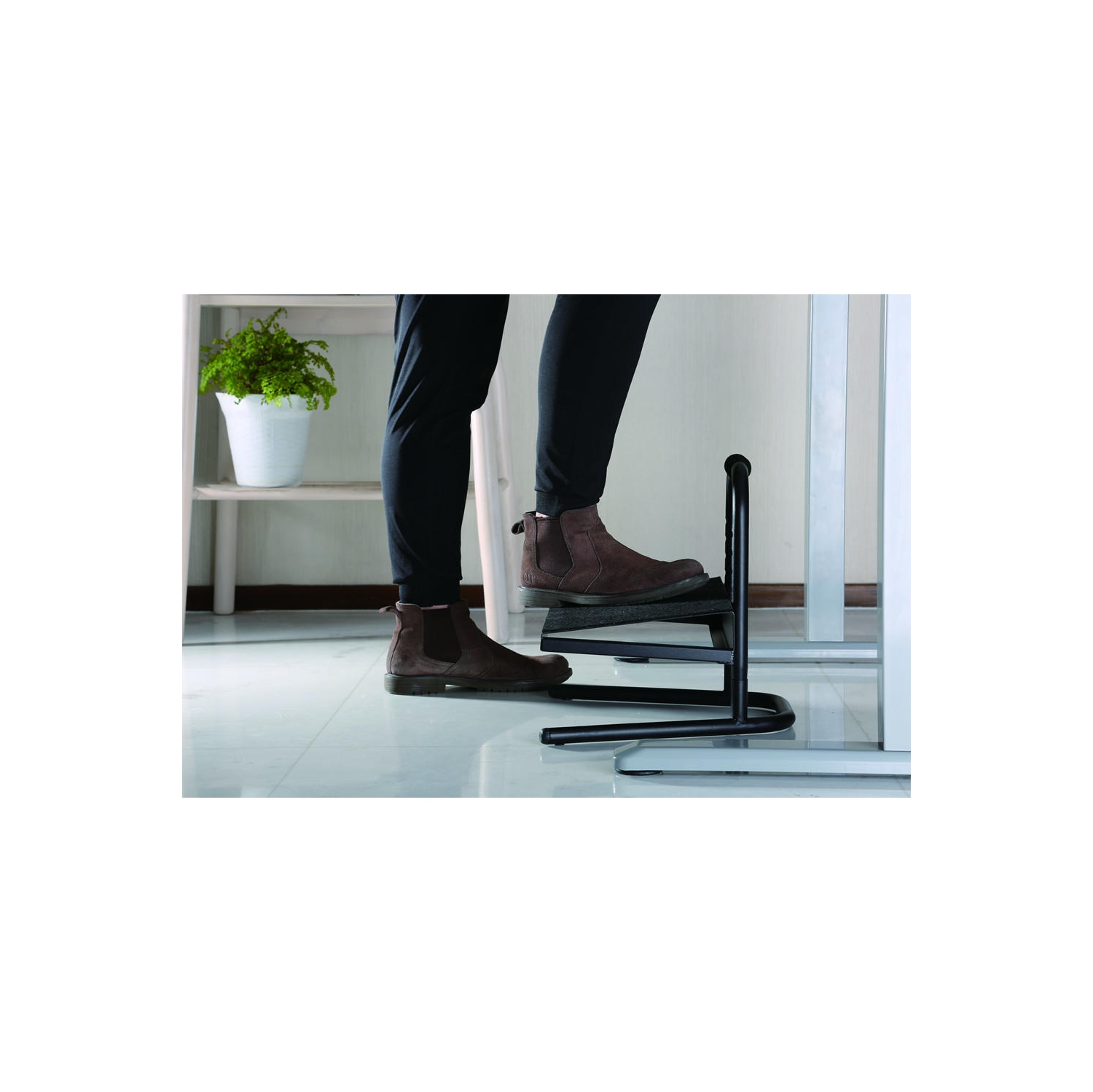 PrimeCables - Repose-pieds ergonomique tout en acier, 6 repose-pieds à plateforme réglable à hauteur relaxante, support pour 55 lb - Noir