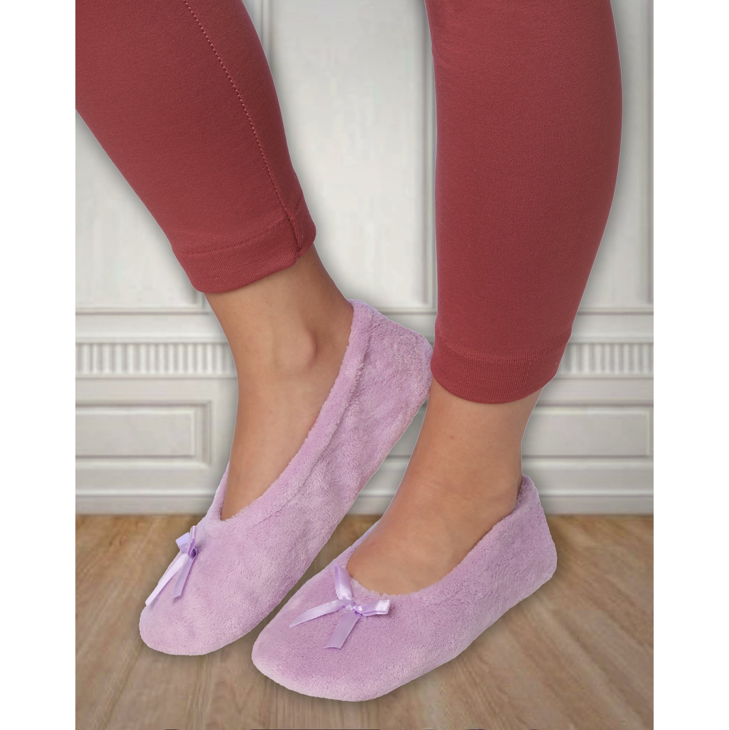 Pantoufles de ballerine en coton éponge classique pour femmes de Roxoni