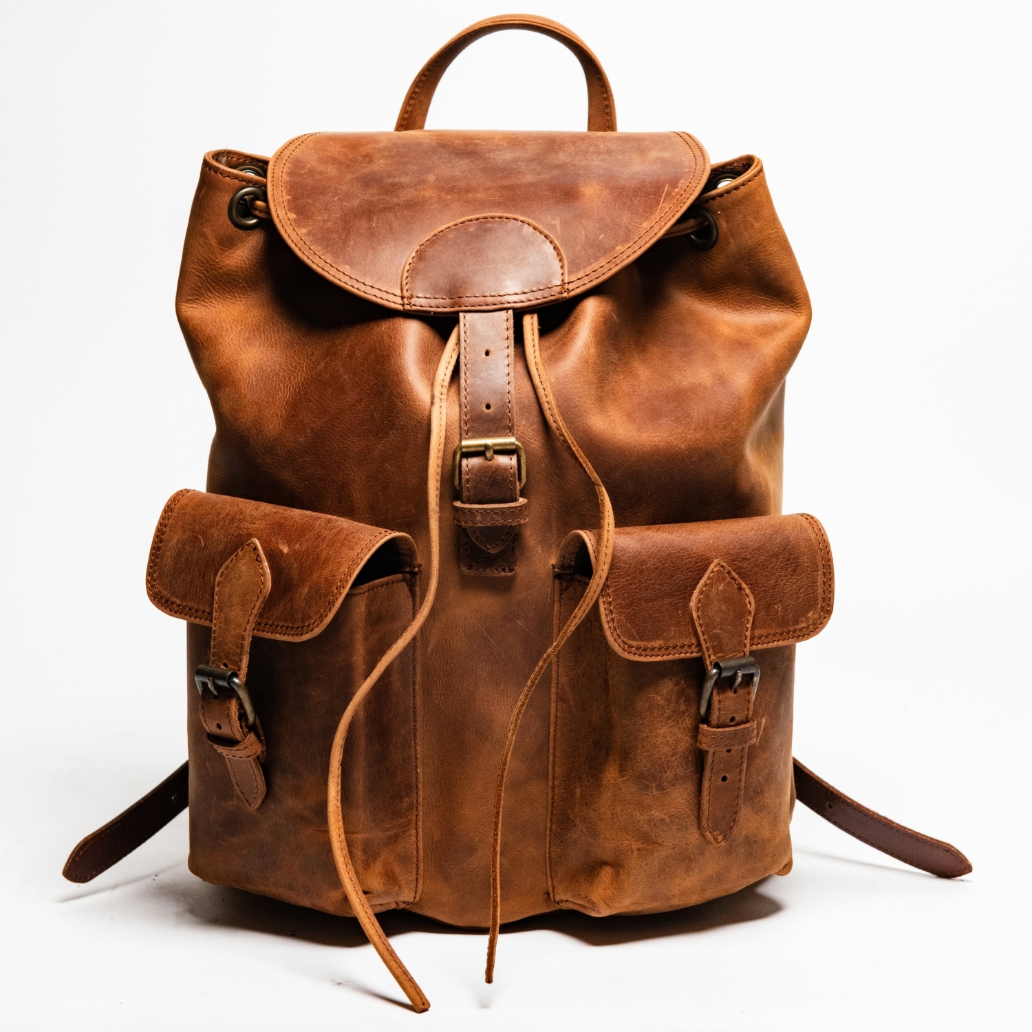 SAC à dos de voyage EN cuir LIS City, brun alezan