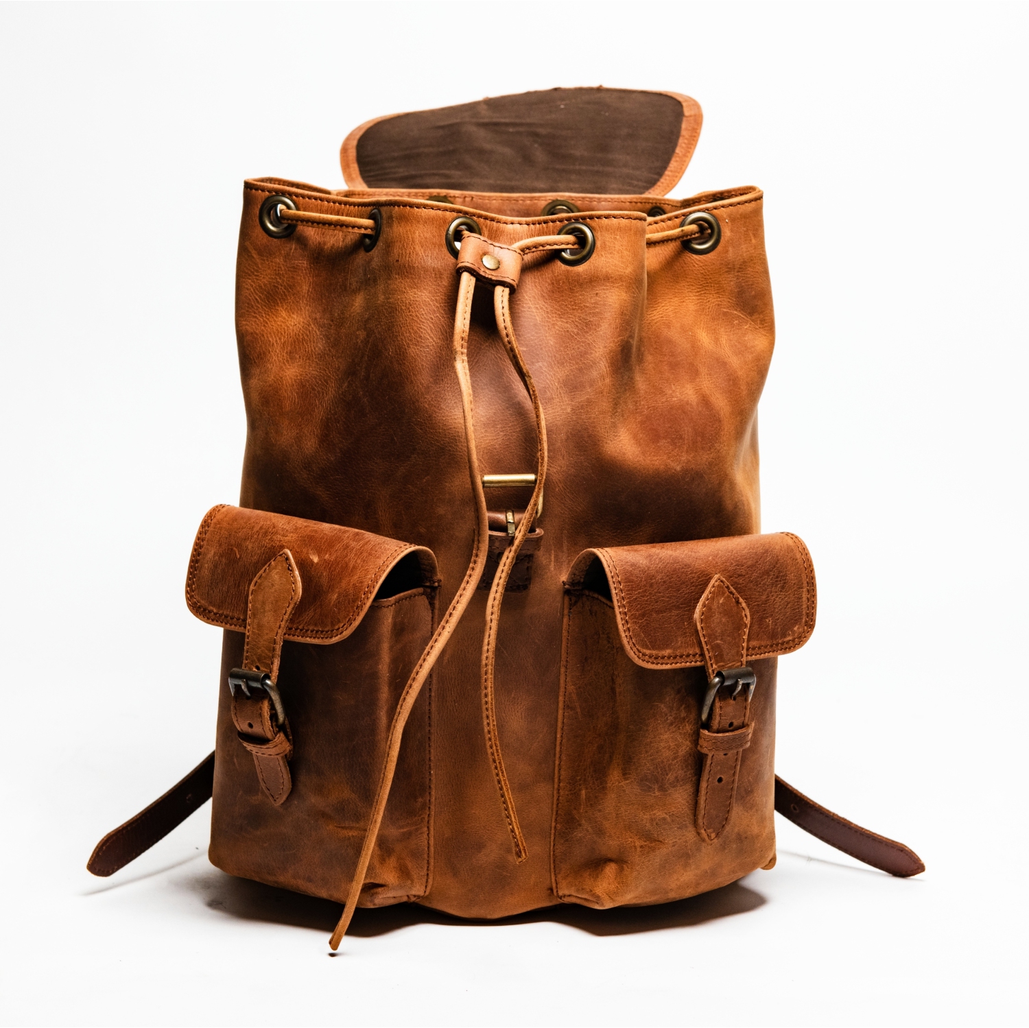 SAC à dos de voyage EN cuir LIS City, brun alezan