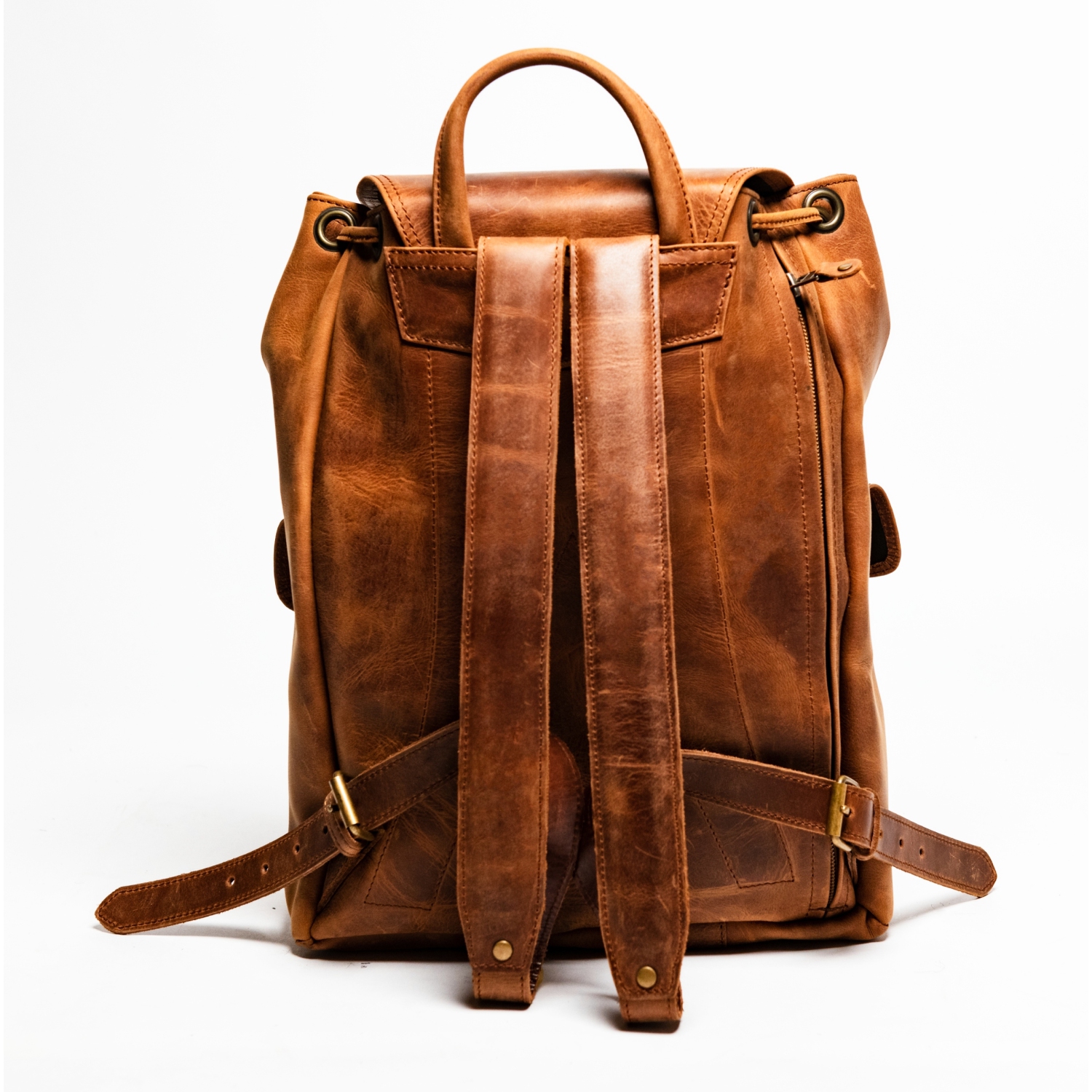 SAC à dos de voyage EN cuir LIS City, brun alezan