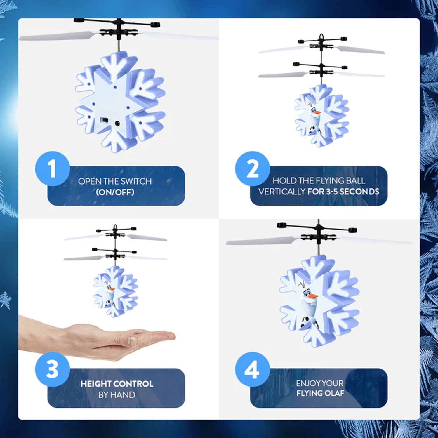 L’hélicoptère d’OVNI à détection de mouvement d’Olaf avec télécommande Frozen II sous licence de Disney
