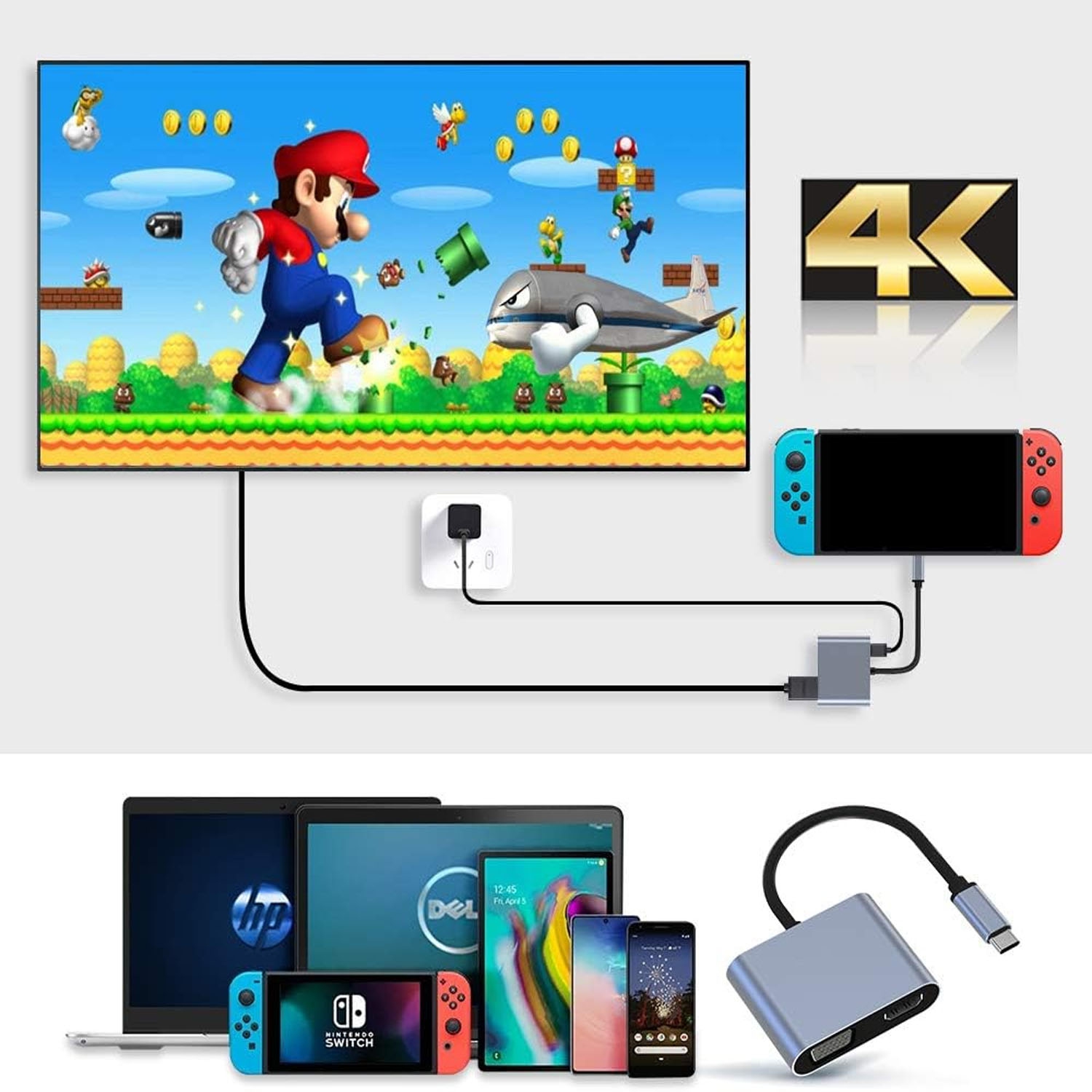 ISTAR Male Type C to Female USB3.0 HDMI 4K VGA TypeC Audio Video Converter Hub Adapter