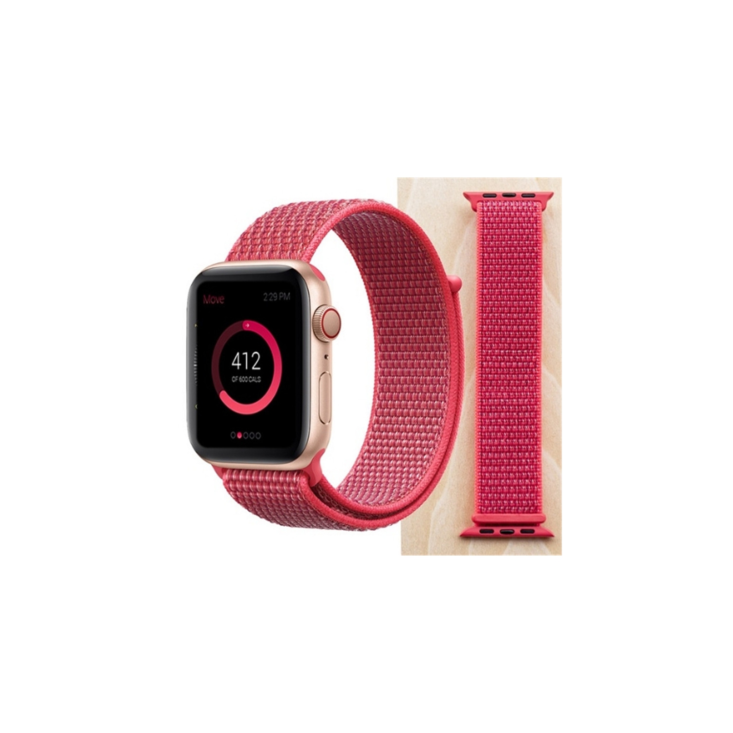 Woven Nylon Sport Loop Replacement Band Strap for Apple Watch iWatch Series 1 to 10 SE Ultra, 42mm(Series 123) 44mm 45mm 46mm 49mm, Watermelon Red