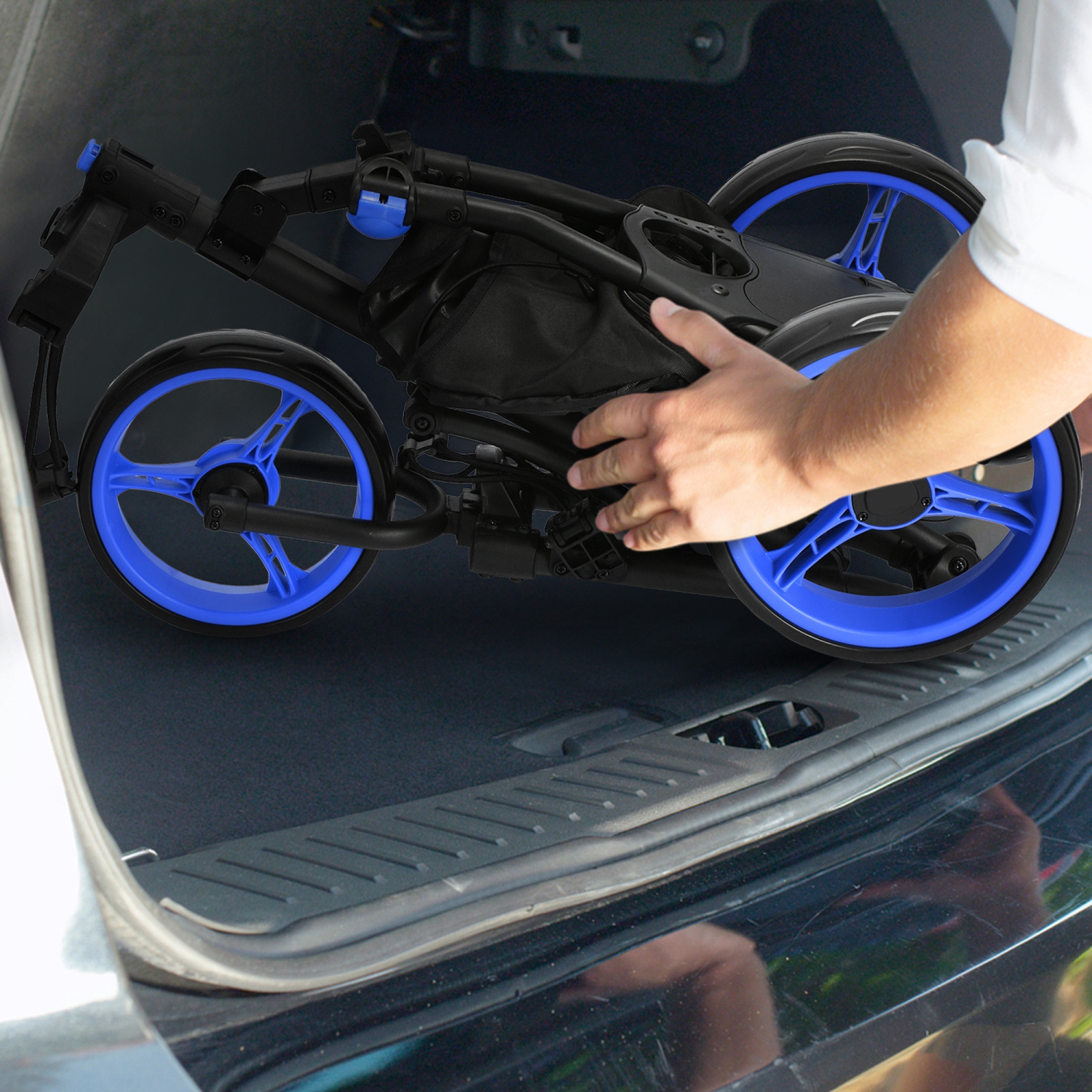 Gymax 3-Wheel Foldable Golf Push Pull Cart Trolley w/ Adjustable Handle