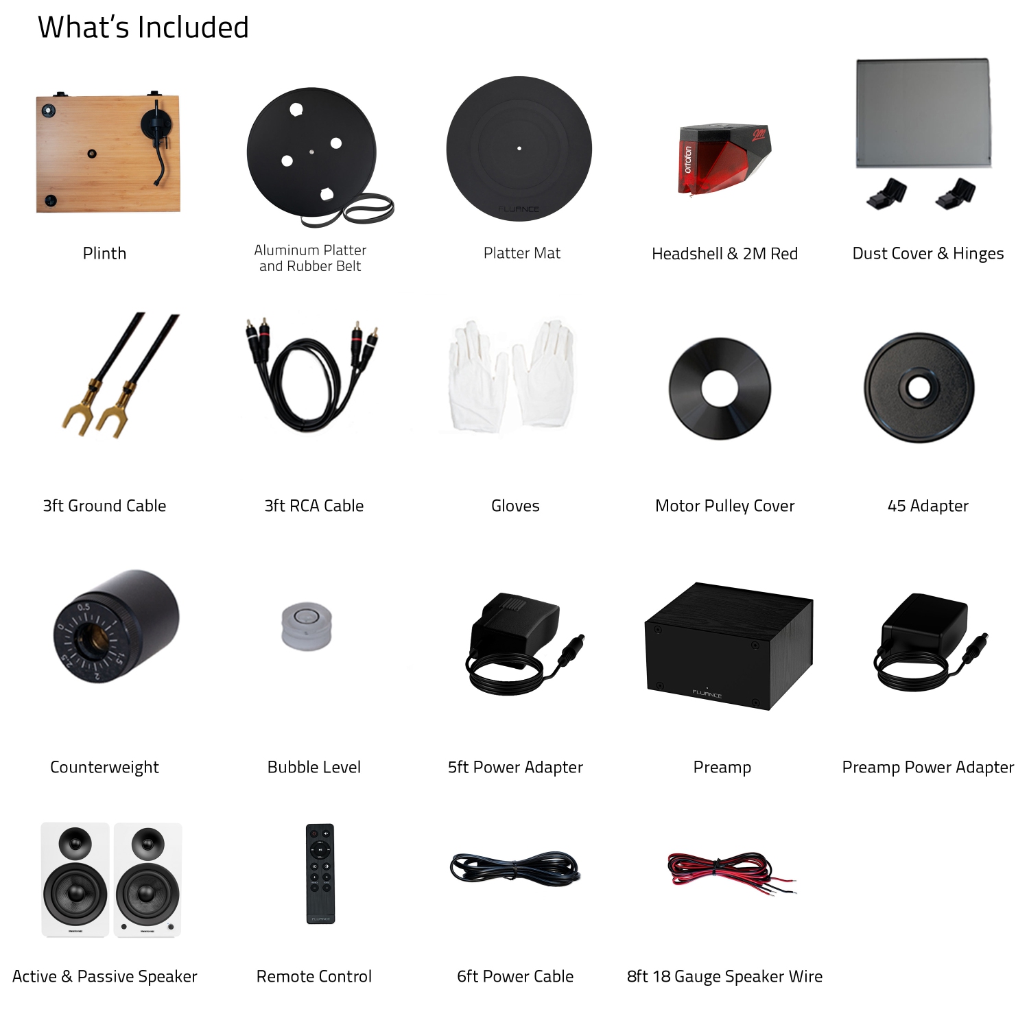 Tourne-disque haute fidélité RT83 Reference de Fluance, préamplificateur phono PA10 et haut-parleurs d'étagère stéréo amplifiés Ai61 de 6,5&nbsp;po