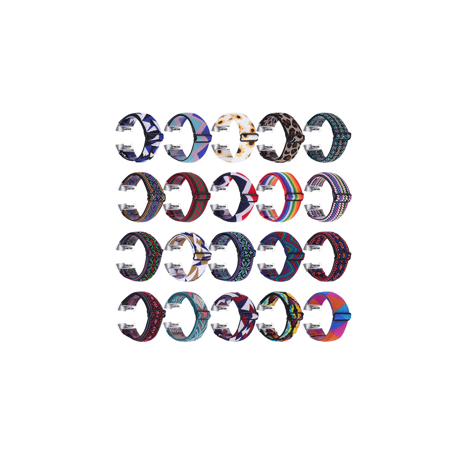 StrapsCo Elastic Nylon Watch Band Strap for Fitbit Charge 3 & Charge 4 - Vibrant Embroidery