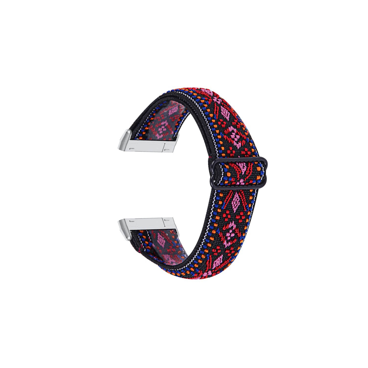 StrapsCo Funky Pattern Elastic Nylon Watch Band Strap for Fitbit Sense - Tribal Red