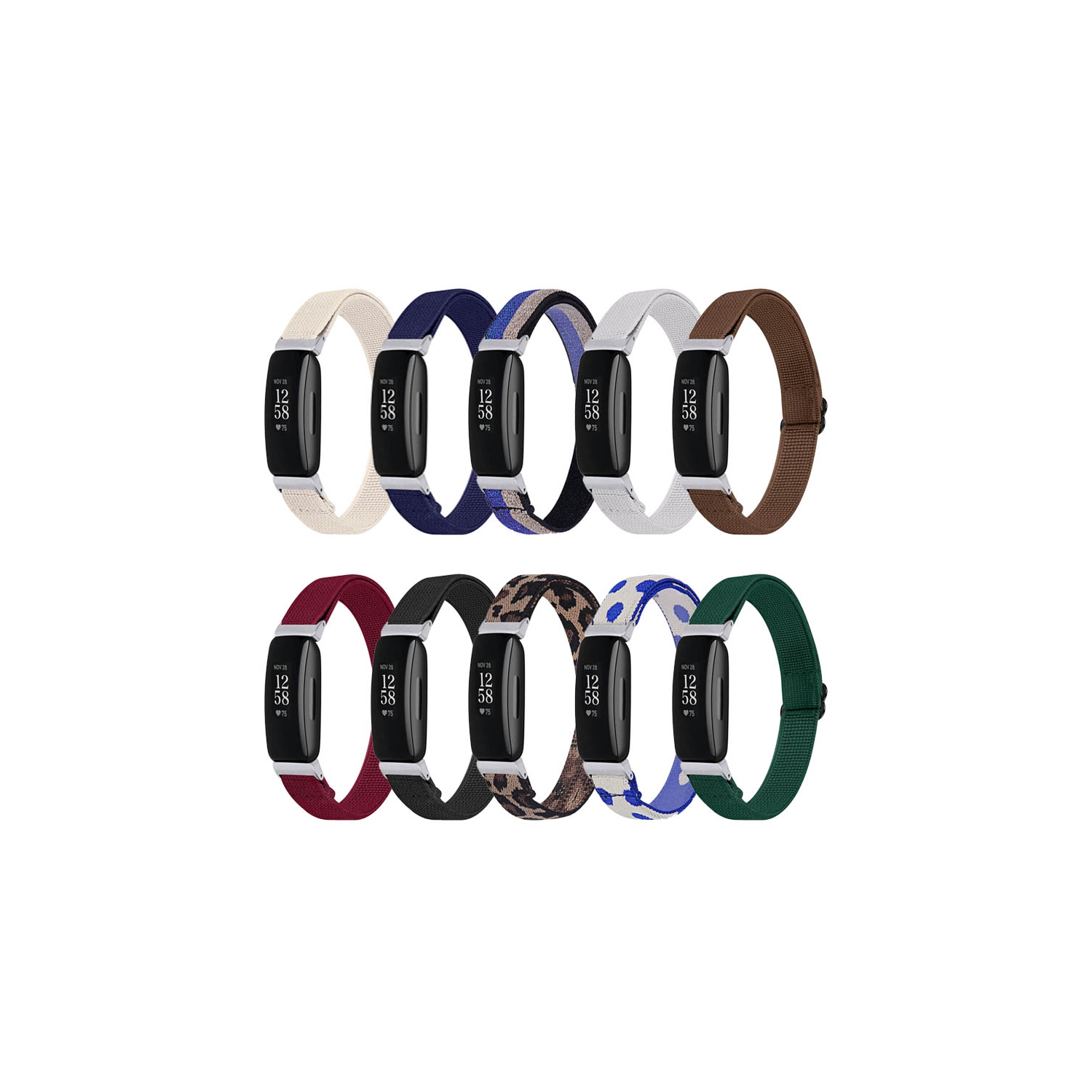 StrapsCo Elastic Nylon Watch Band Strap for Fitbit Inspire 2 - Navy