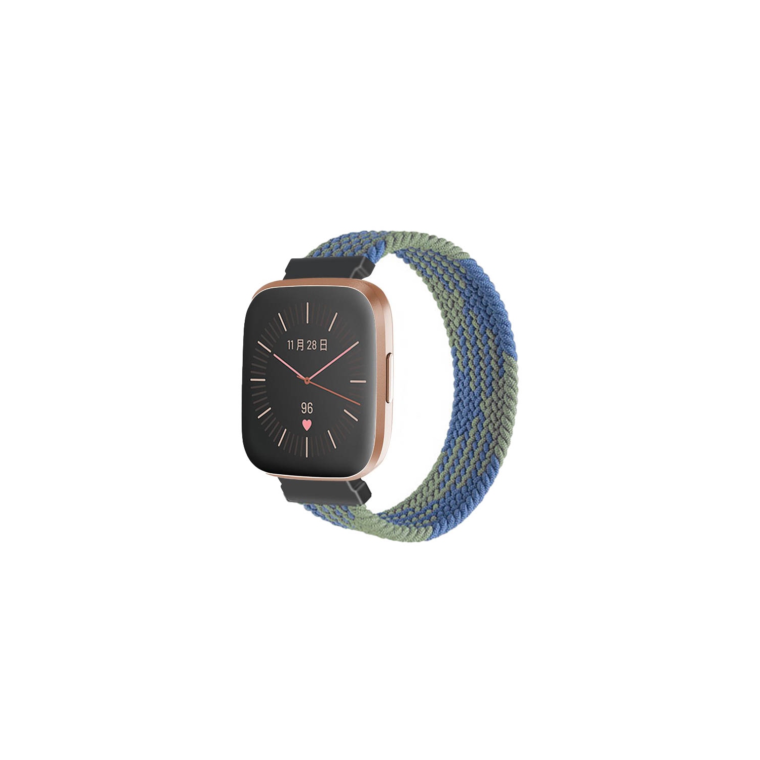 StrapsCo Patterned Elastic Nylon Watch Band Strap for Fitbit Versa & Versa 2 - S - Fits 5.8" - 6.1" Wrist - Blue Buffalo