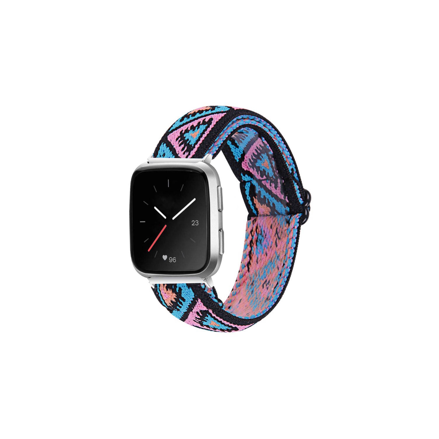 StrapsCo Bracelet de montre en nylon élastique à motif funky pour Fitbit Versa et Versa 2 - Rétro