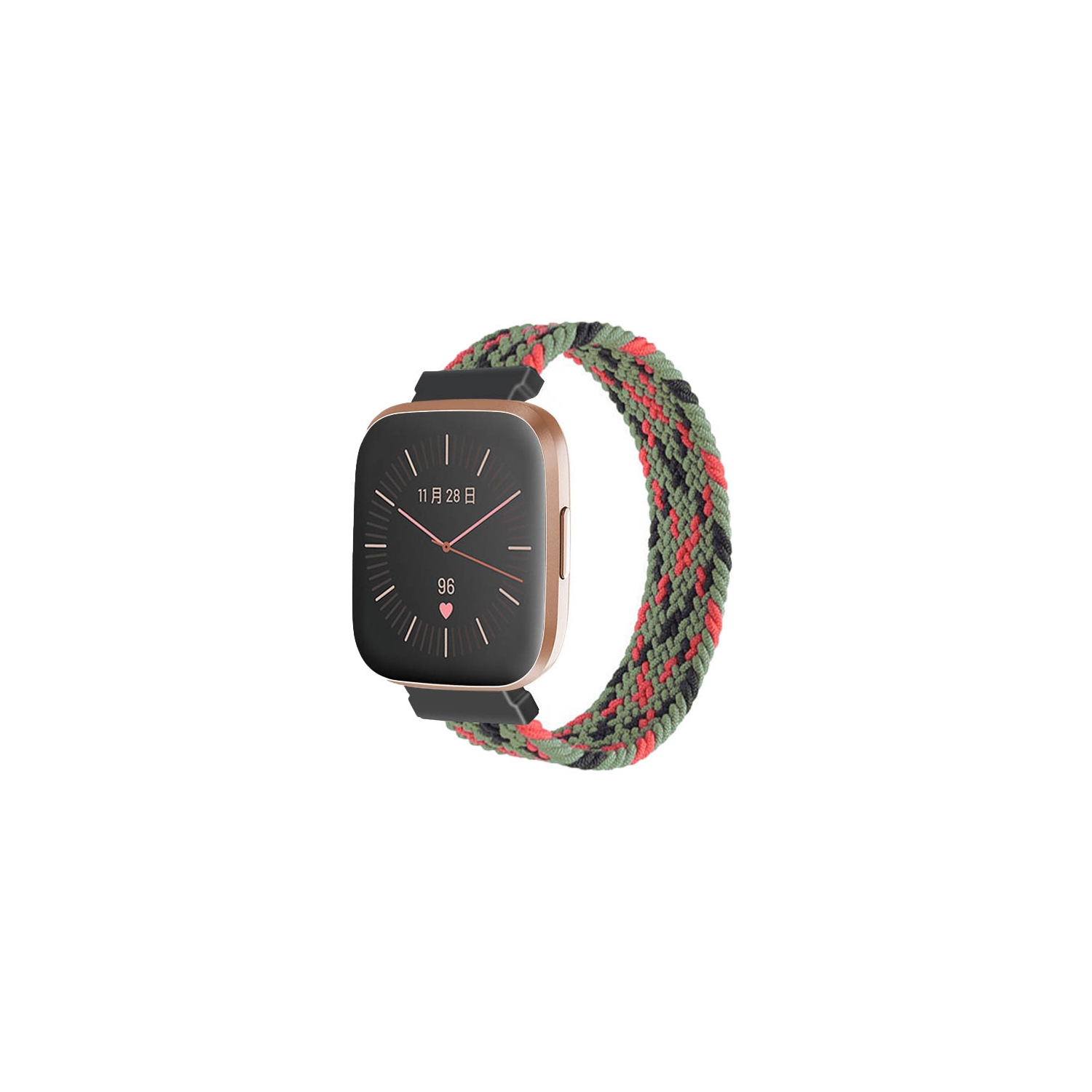 StrapsCo Patterned Elastic Nylon Watch Band Strap for Fitbit Versa & Versa 2 - S - Fits 5.8" - 6.1" Wrist - Grey Pop