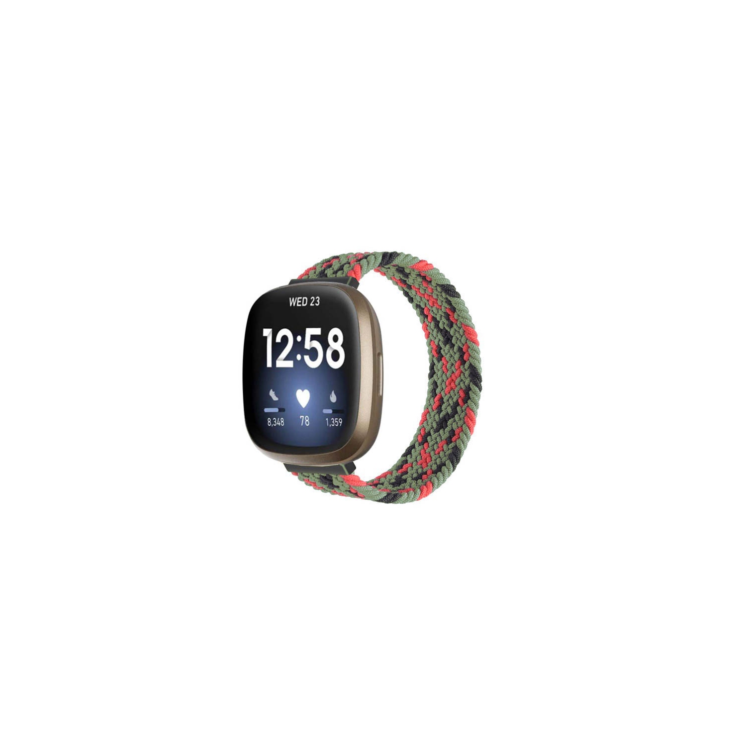 StrapsCo Patterned Elastic Nylon Watch Band Strap for Fitbit Versa 3 - L - Fits 6.6" - 6.9" Wrist - Grey Pop