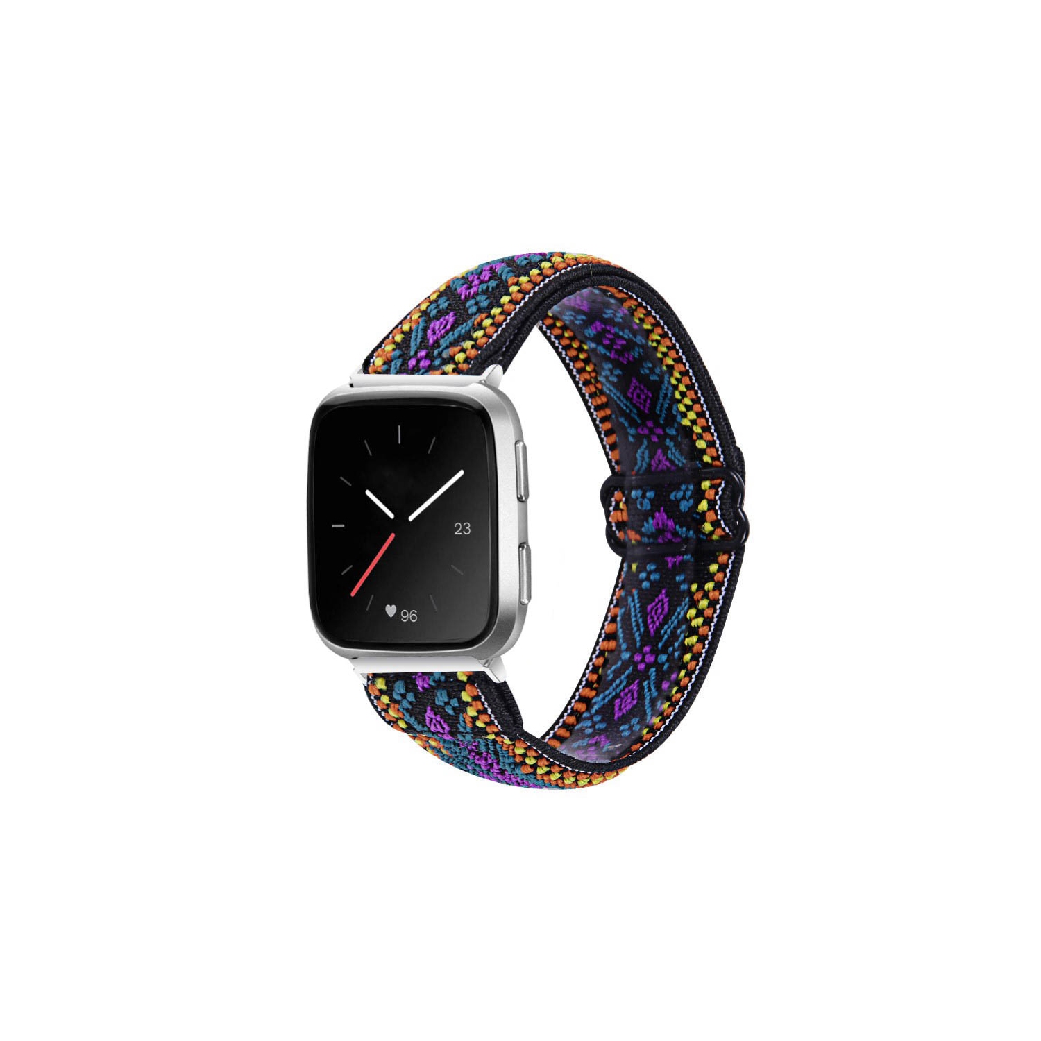 StrapsCo Bracelet de montre en nylon élastique à motif funky pour Fitbit Versa et Versa 2 - Tribal multi