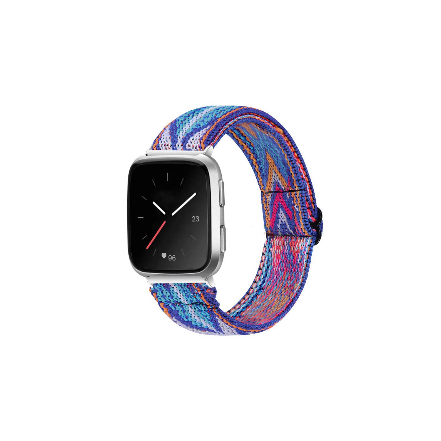 StrapsCo Funky Pattern Elastic Nylon Watch Band Strap for Fitbit Versa & Versa 2 - Lapis Ikat