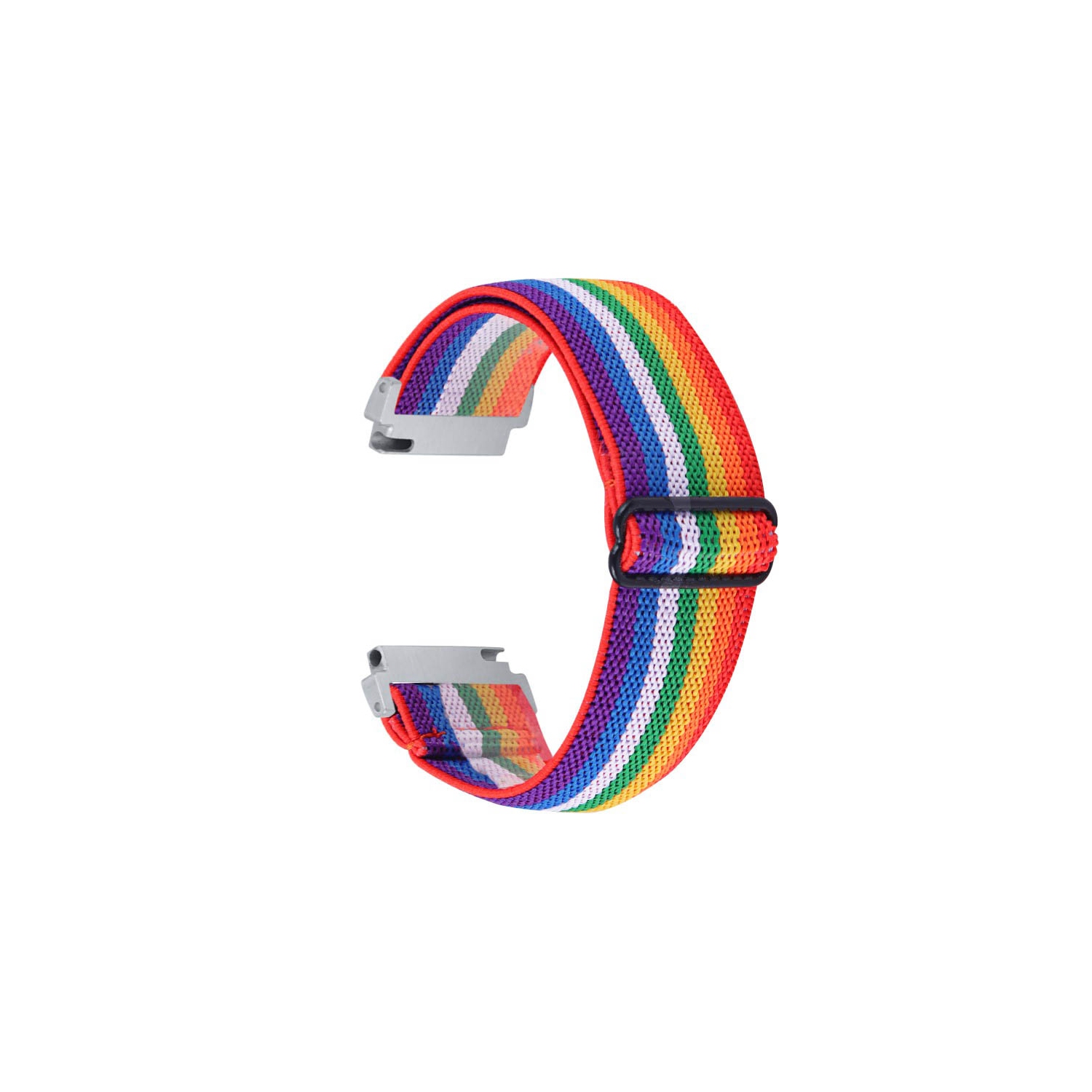 StrapsCo Funky Pattern Elastic Nylon Watch Band Strap for Fitbit Versa 3 - Rainbow