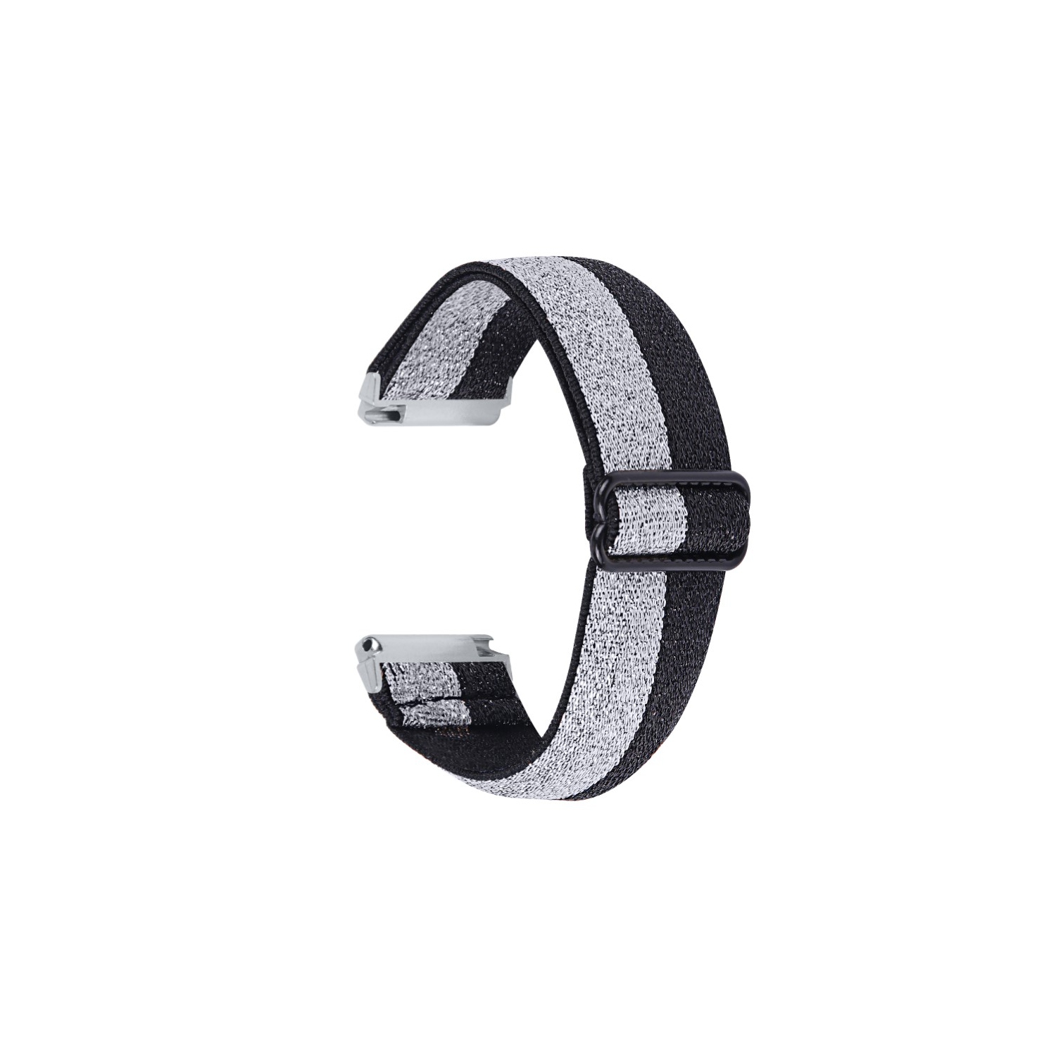StrapsCo Bracelet de montre en nylon élastique à motif funky pour Fitbit Versa et Versa 2 - Gris scintillant