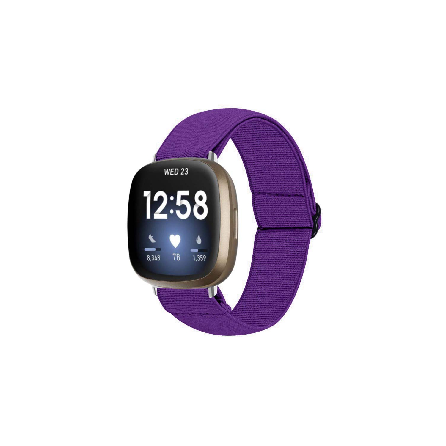 StrapsCo Adjustable Elastic Nylon Watch Band Strap for Fitbit Versa 3 - Purple