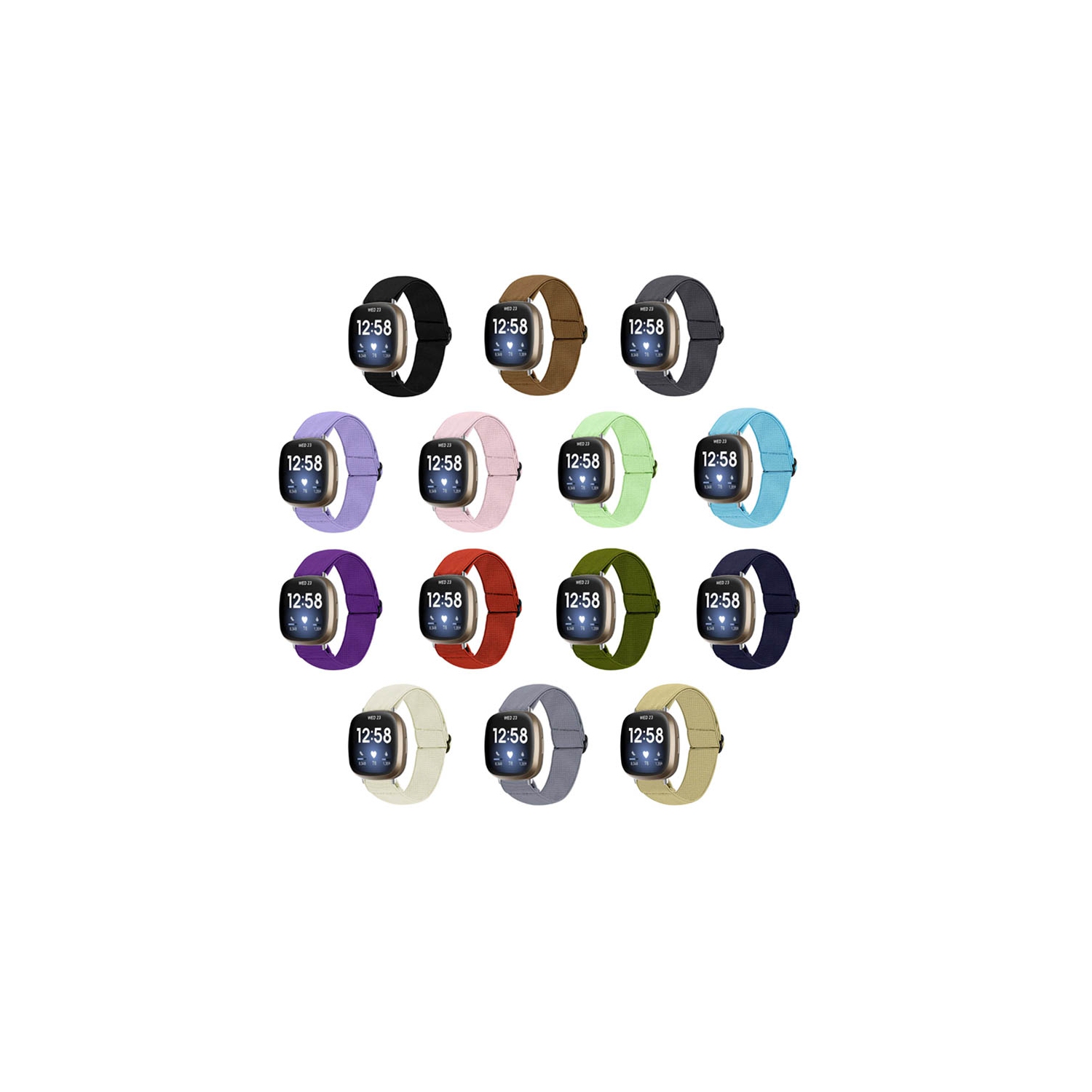 StrapsCo Adjustable Elastic Nylon Watch Band Strap for Fitbit Versa 3 - Purple