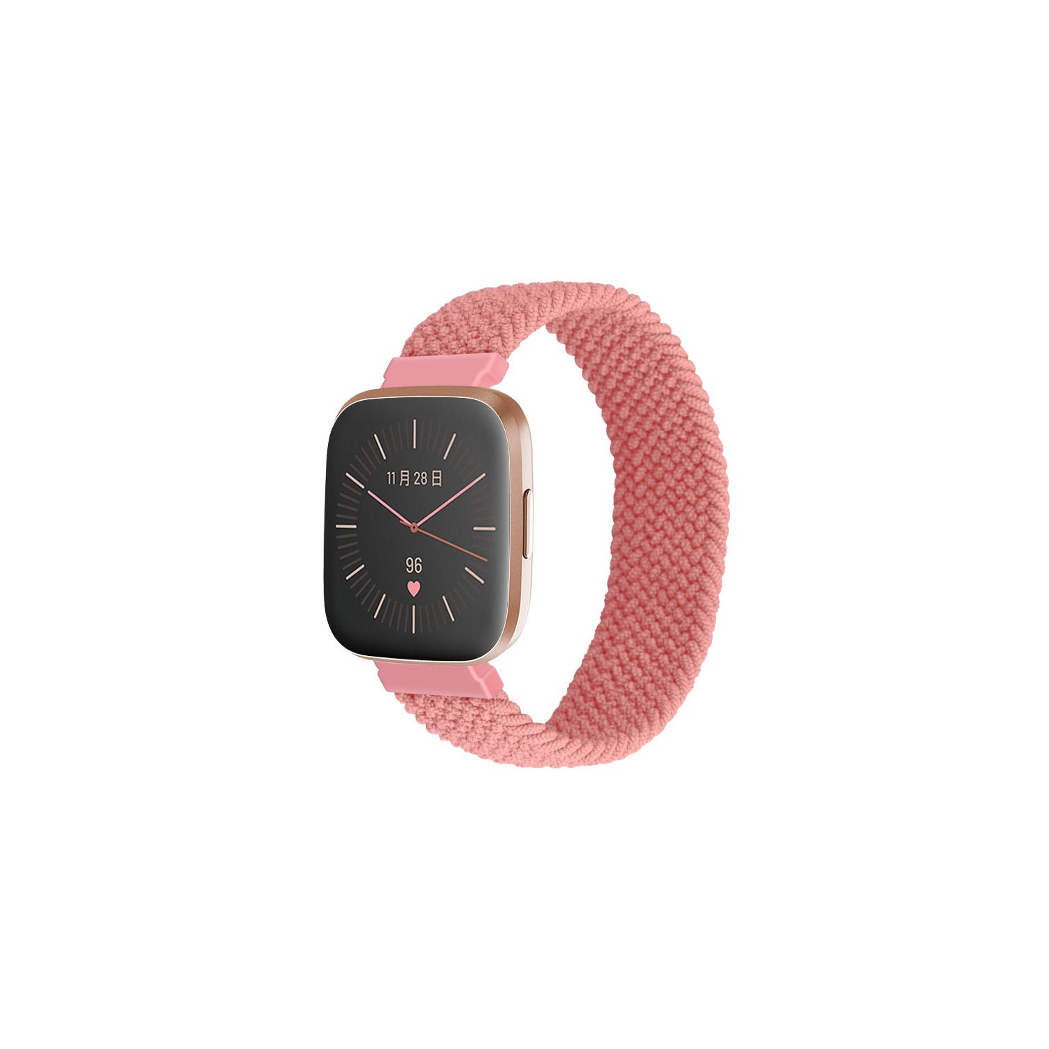 StrapsCo Elastic Nylon Watch Band Strap for Fitbit Versa & Versa 2 - L - Fits 6.6" - 6.9" Wrist - Salmon