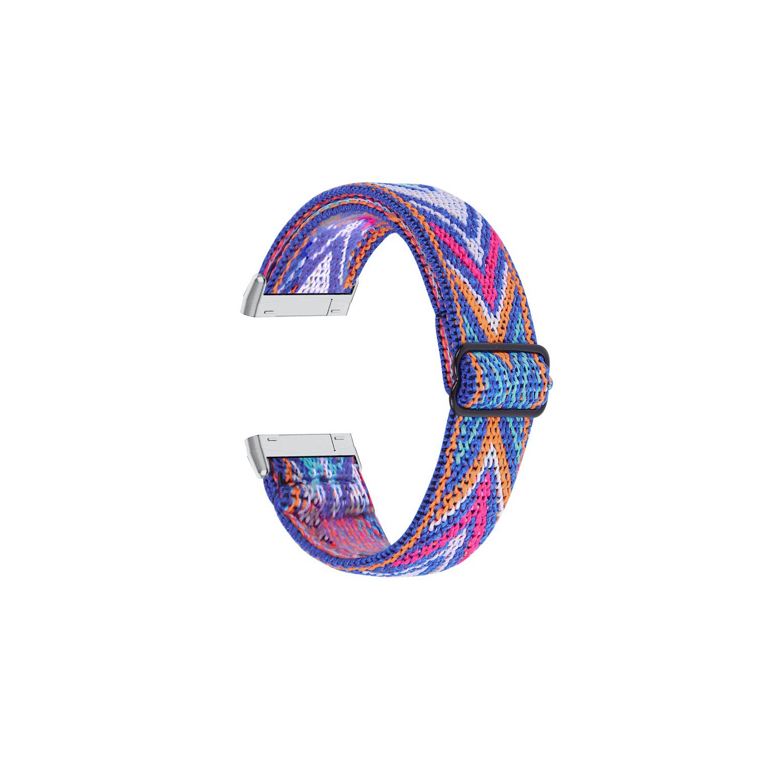 StrapsCo Funky Pattern Elastic Nylon Watch Band Strap for Fitbit Sense - Lapis Ikat