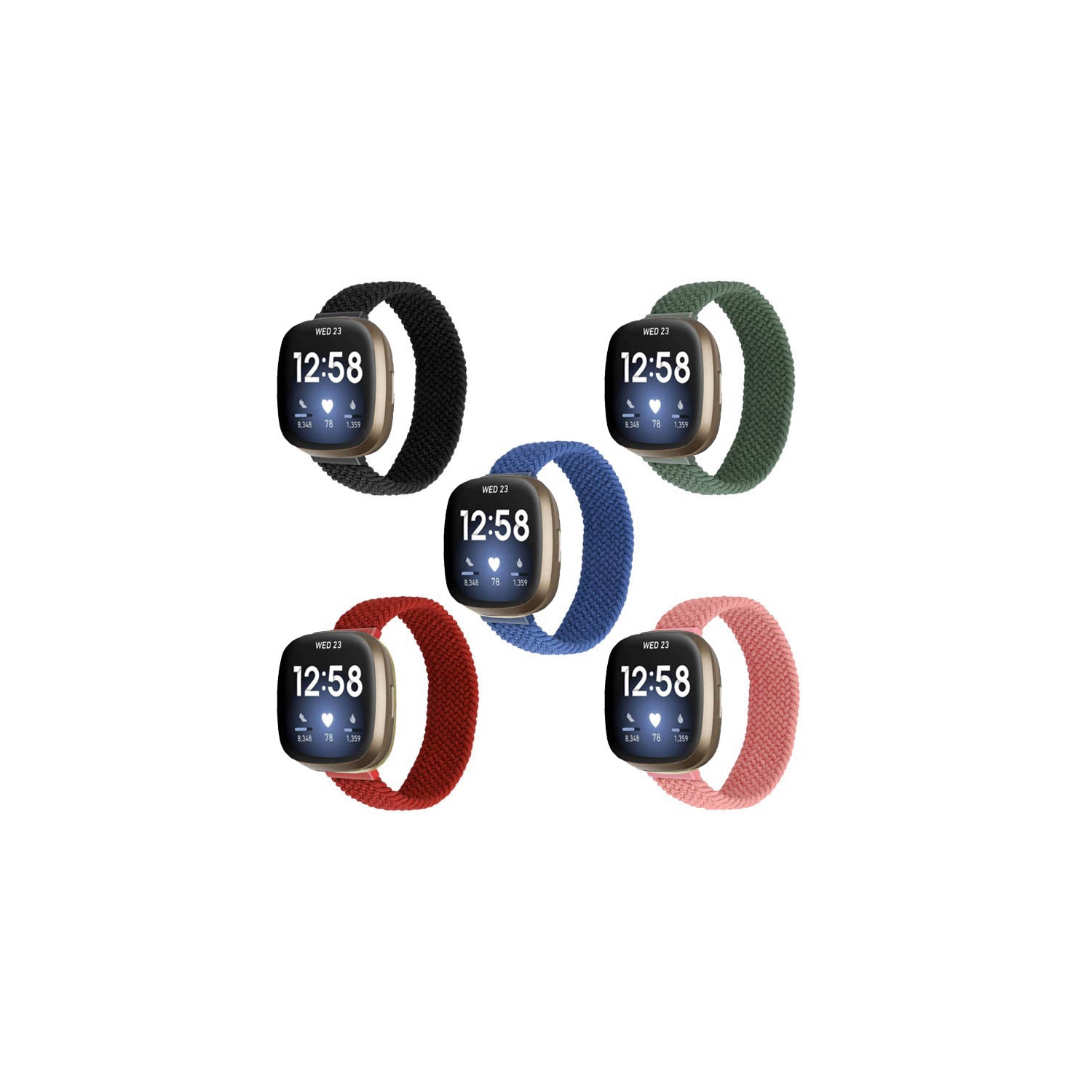 Bracelet en nylon élastique de StrapsCo pour Sense de Fitbit - moyen - convient aux poignets de 6.2 po de 6,5 po - saumon