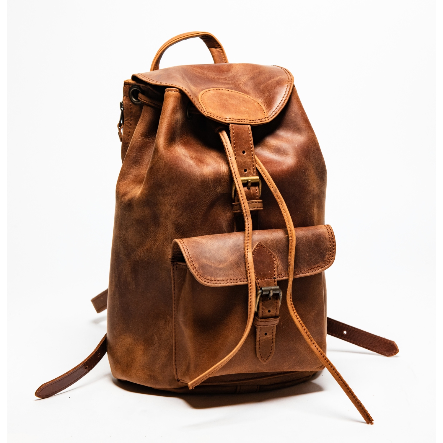 CAMOUFLE – Sac à dos de voyage d’école en cuir City de 13 po, brun alezan