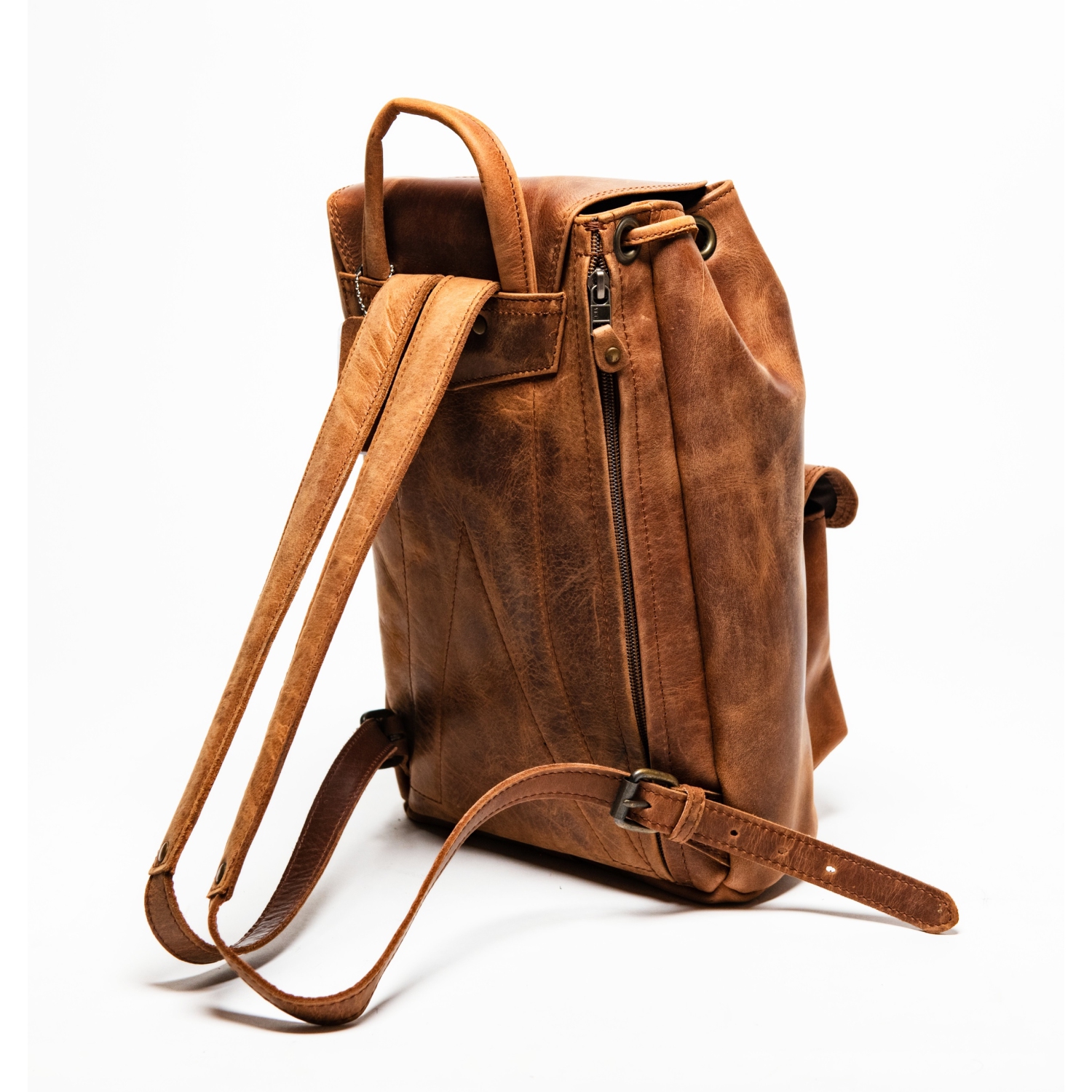 CAMOUFLE – Sac à dos de voyage d’école en cuir City de 13 po, brun alezan