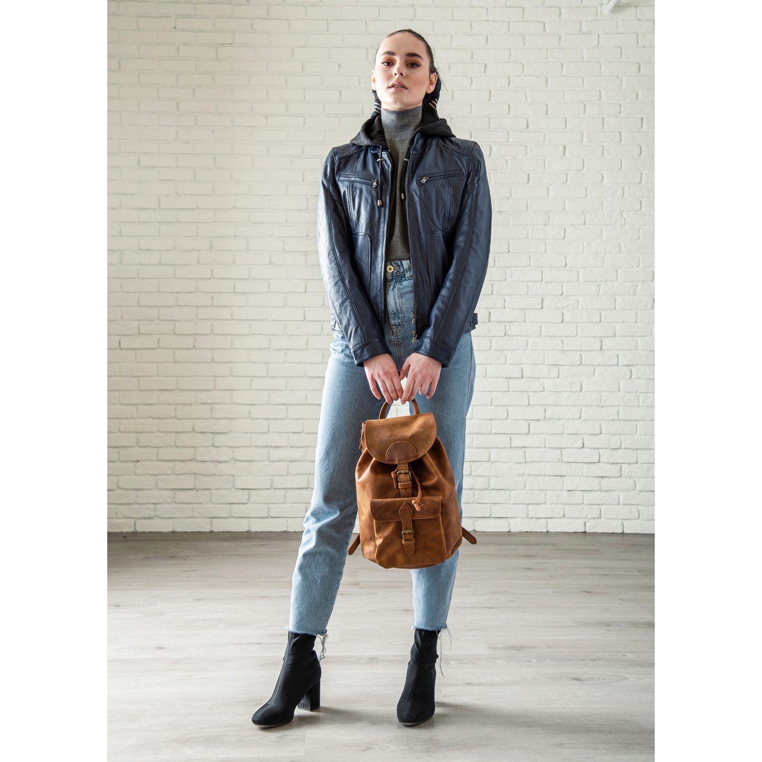 CAMOUFLE – Sac à dos de voyage d’école en cuir City de 13 po, brun alezan