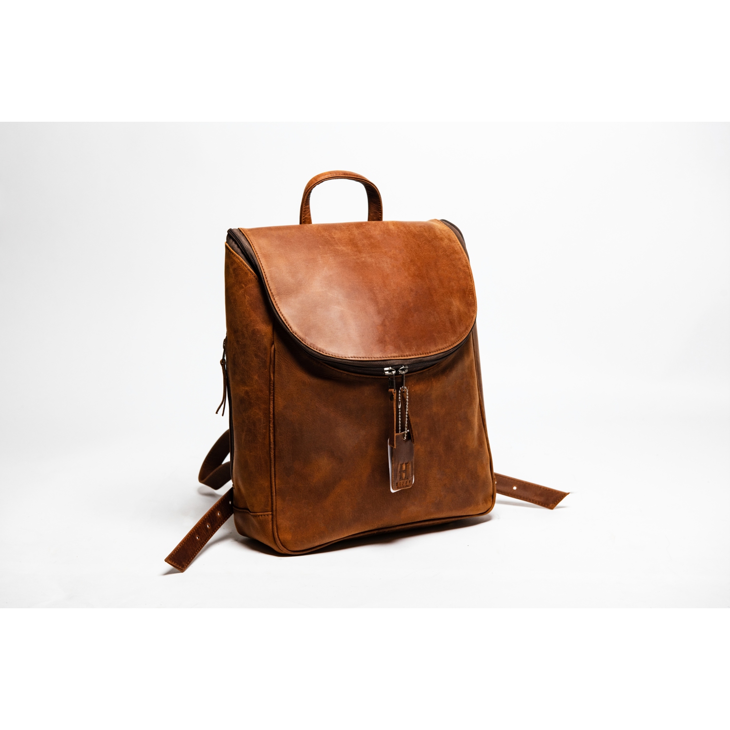 HIDES Leather Women Travel City Backpack 14" Laptop, Saddle Brown