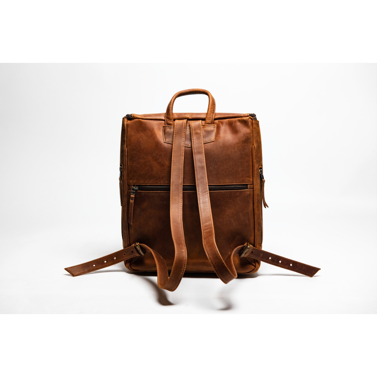 HIDES Leather Women Travel City Backpack 14" Laptop, Saddle Brown