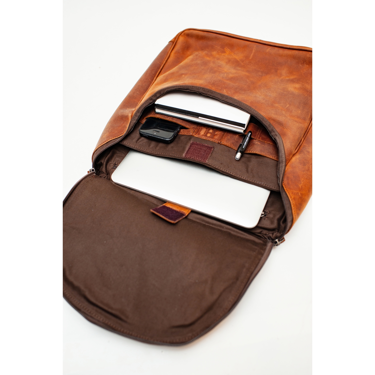 HIDES Leather Women Travel City Backpack 14" Laptop, Saddle Brown